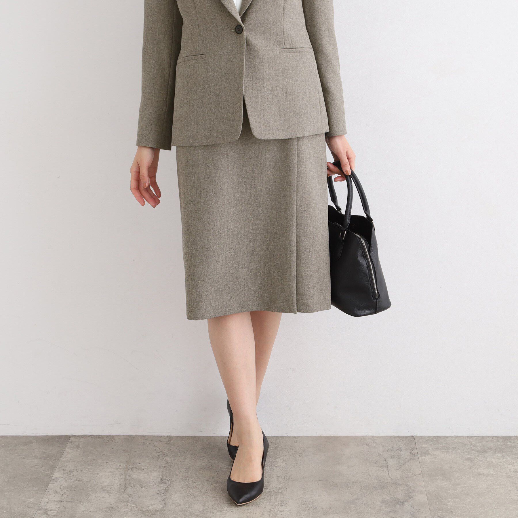 INDIVI「【定番スーツ／洗える／メランジ】ストレートスカート」|スーツ|ライトベージュ(45