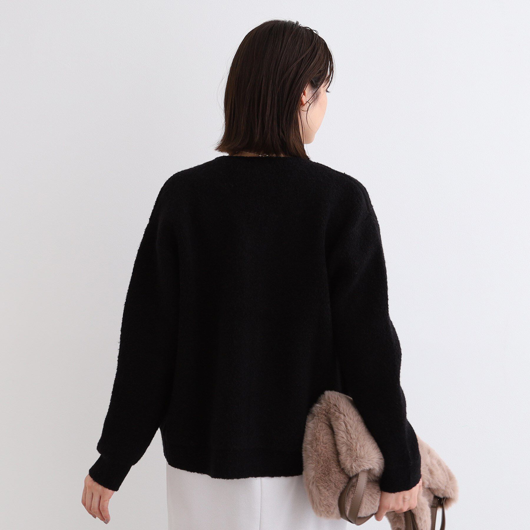 INDIVI「【トレンド◎／ウール混】ジップ付ブークレコーディガン」|カーディガン|