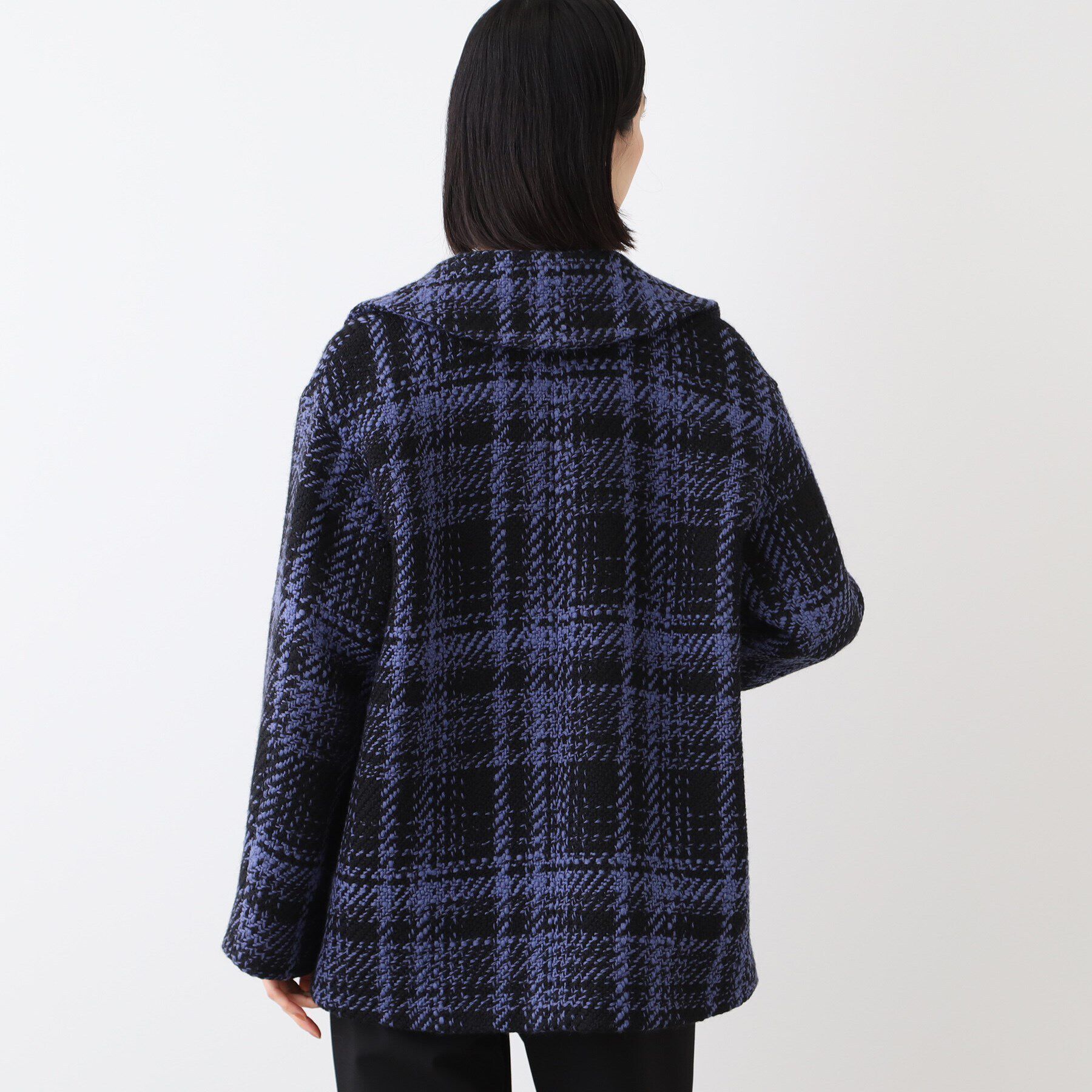 INDIVI「【日本製】ビッグチェック柄ショートコート」|チェスターコート|