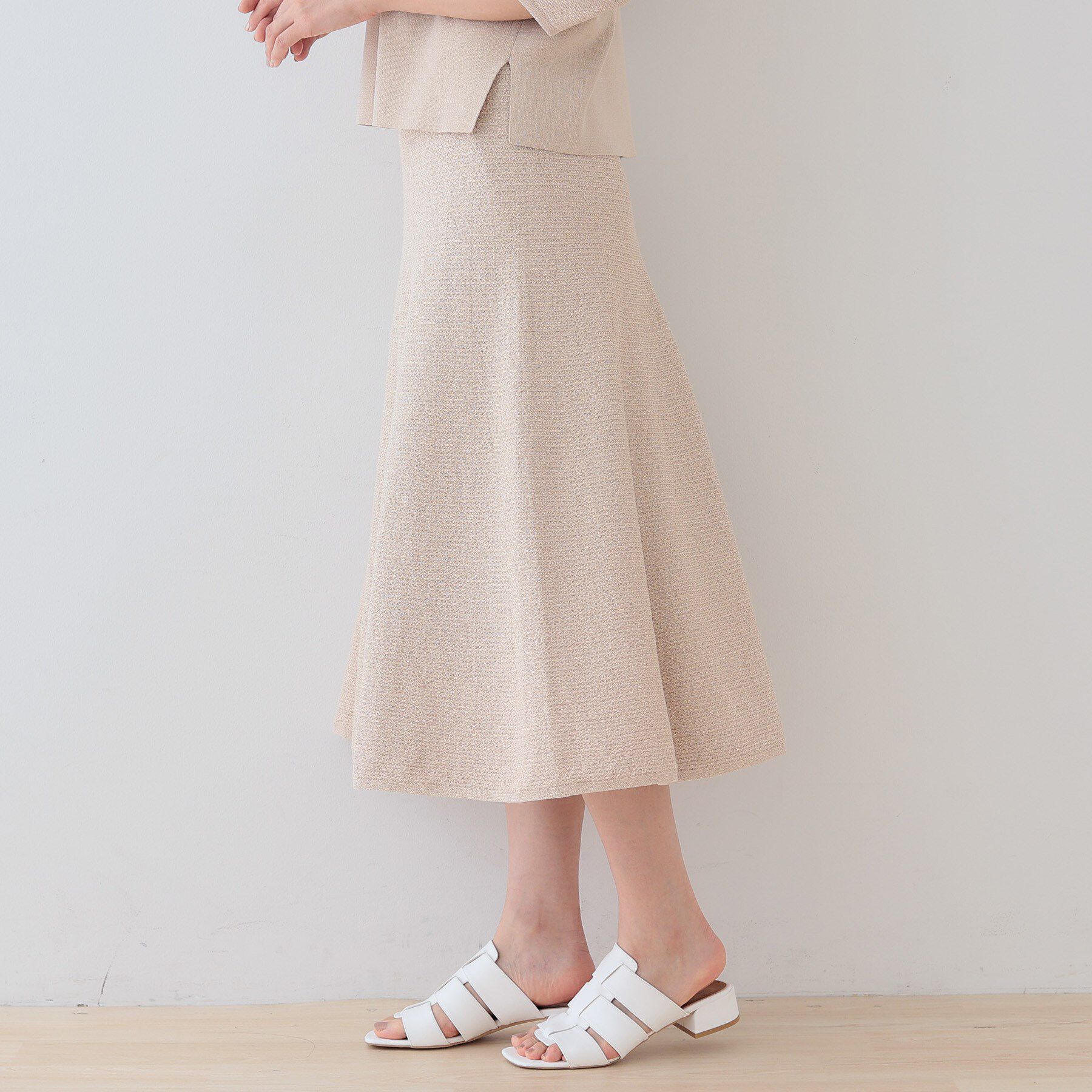 INDIVI「【洗える／和紙混素材／SETUP可能】フレアスカート」|スカート|