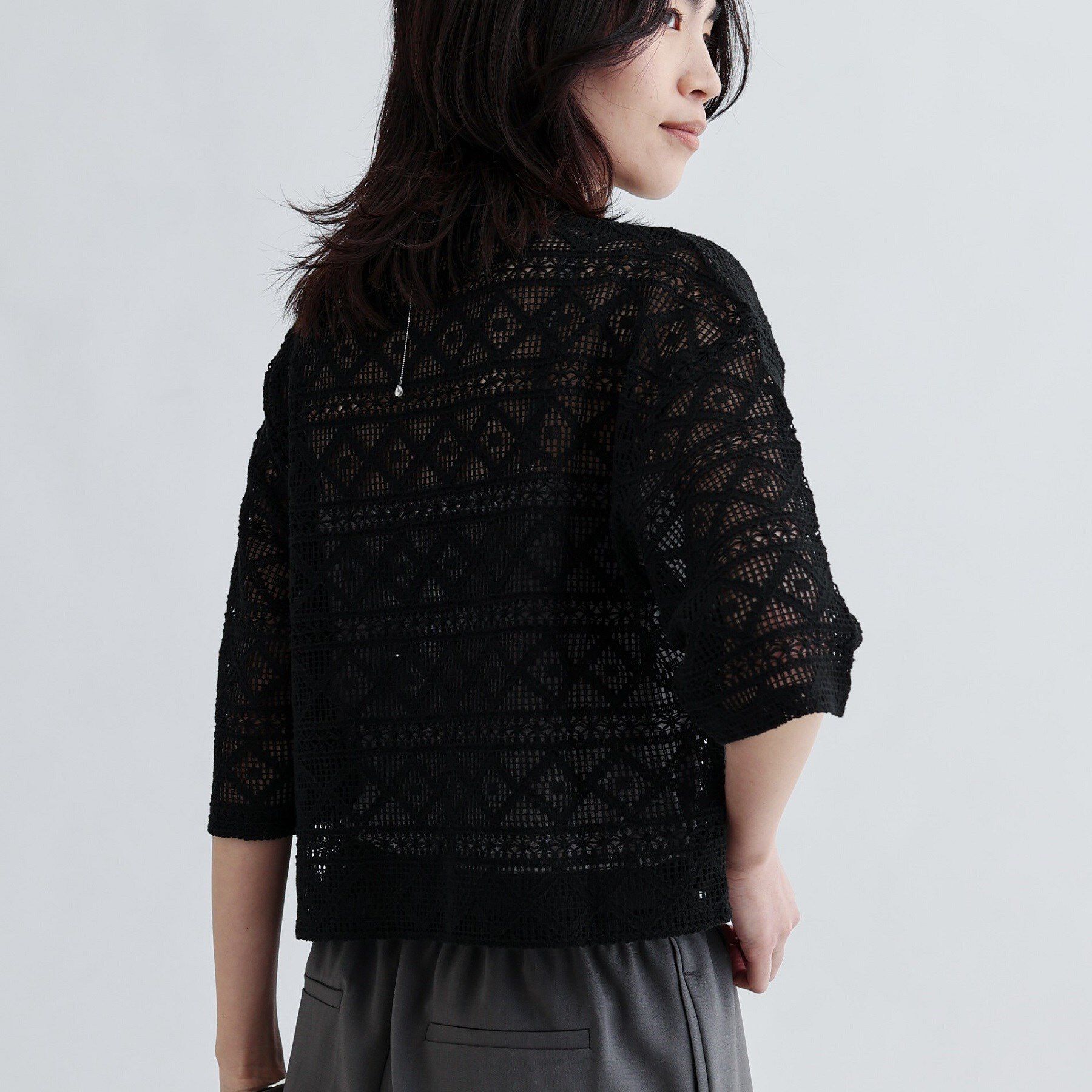 GALLEST「ハーフスリーブレースポロ」|シャツ・ブラウス|