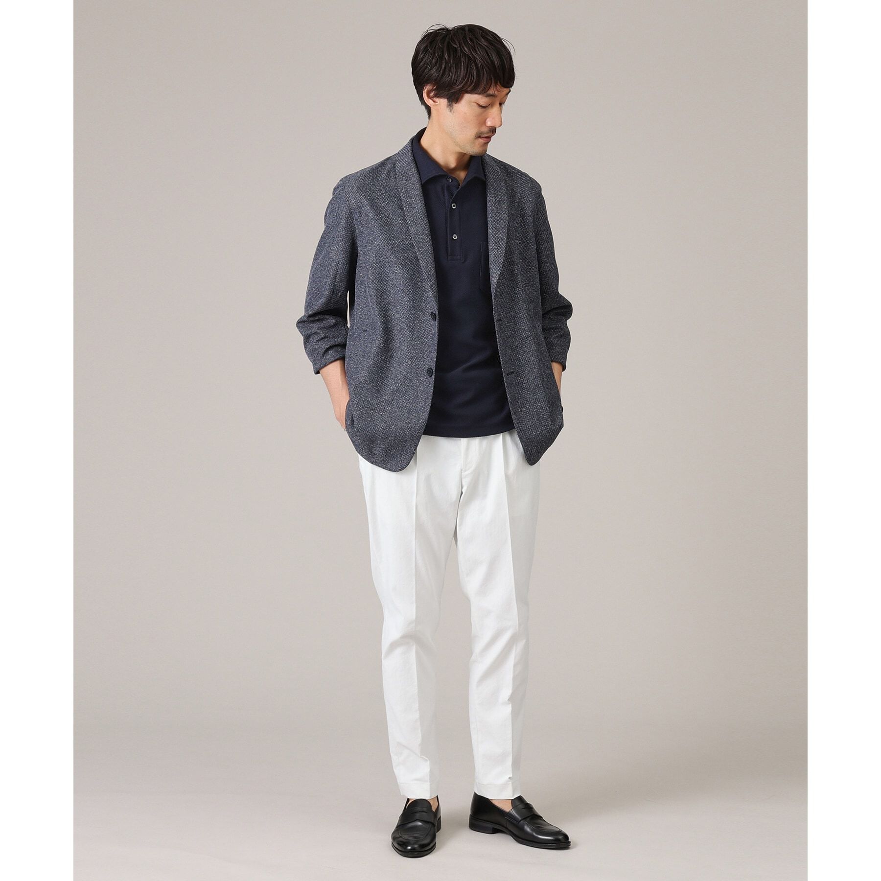 TAKEO KIKUCHI「【抗菌防臭/尾州織】ドビーメッシュ ショールカラー カーディガン」|カーディガン|