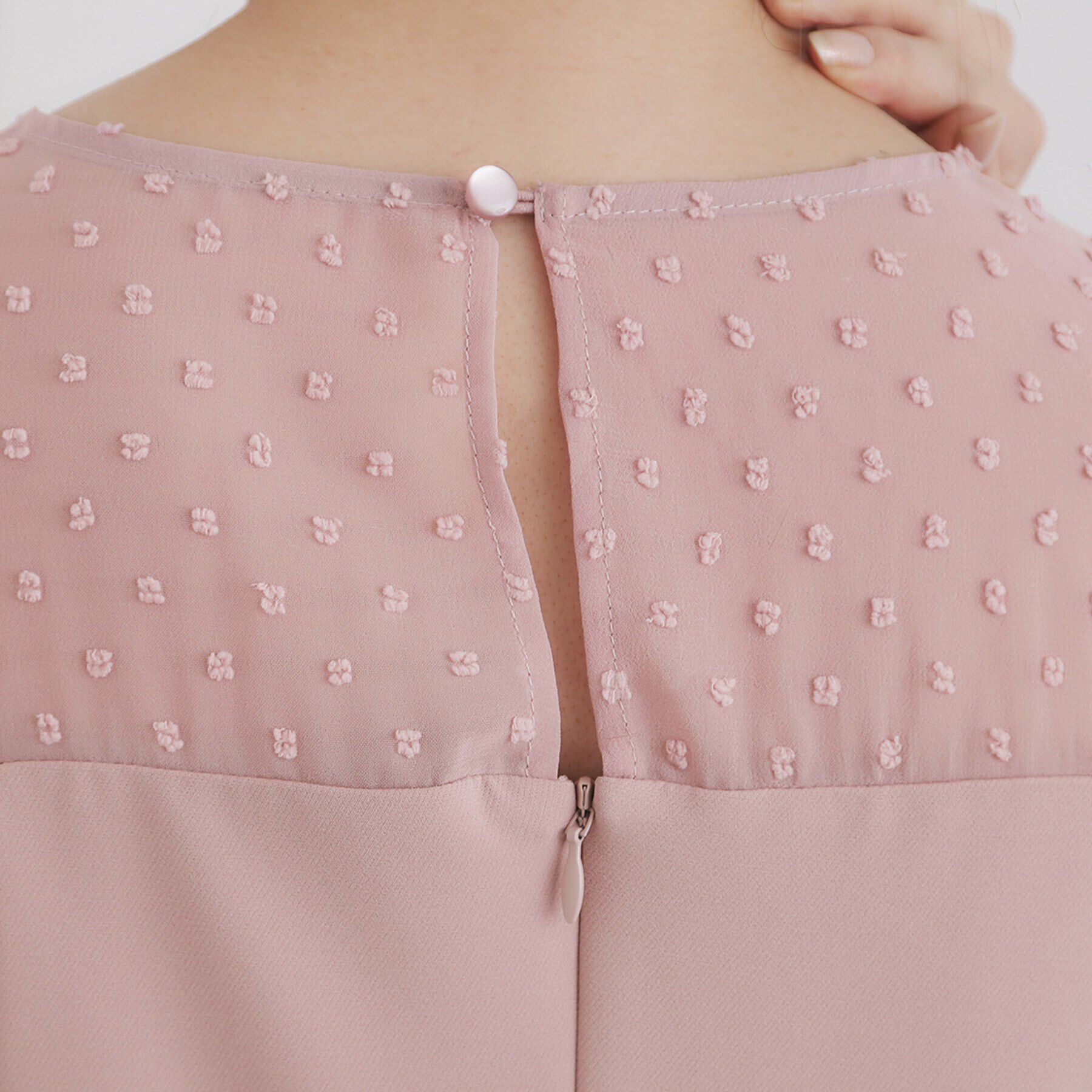 index「ドッド柄フリルスリーブワンピース【洗濯機洗い可/イージーアイロン】」|ワンピース|