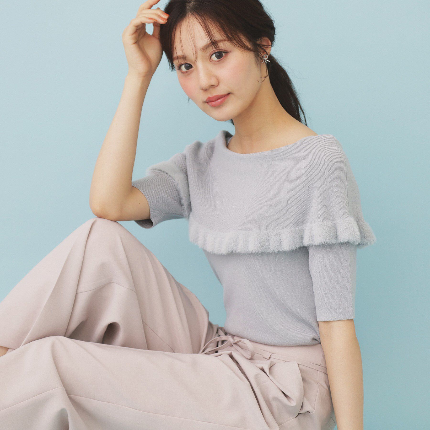 index「ファーフリルケープニット【洗濯機洗い可】」|ニット・セーター|