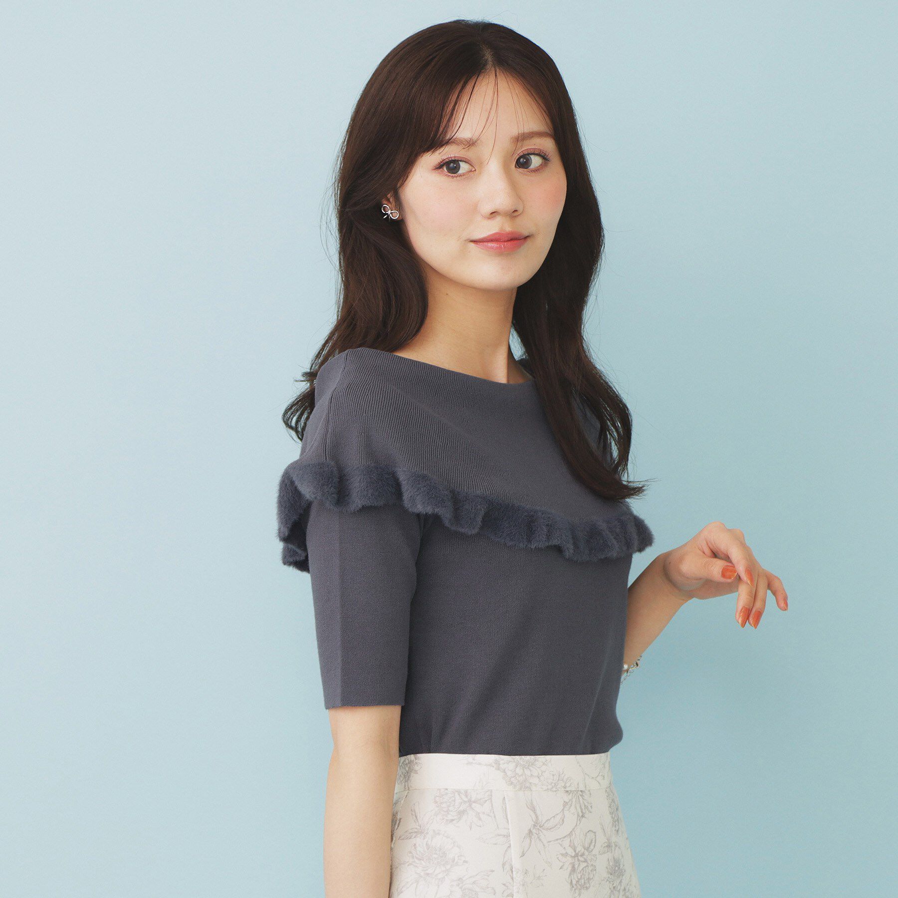 index「ファーフリルケープニット【洗濯機洗い可】」|ニット・セーター|