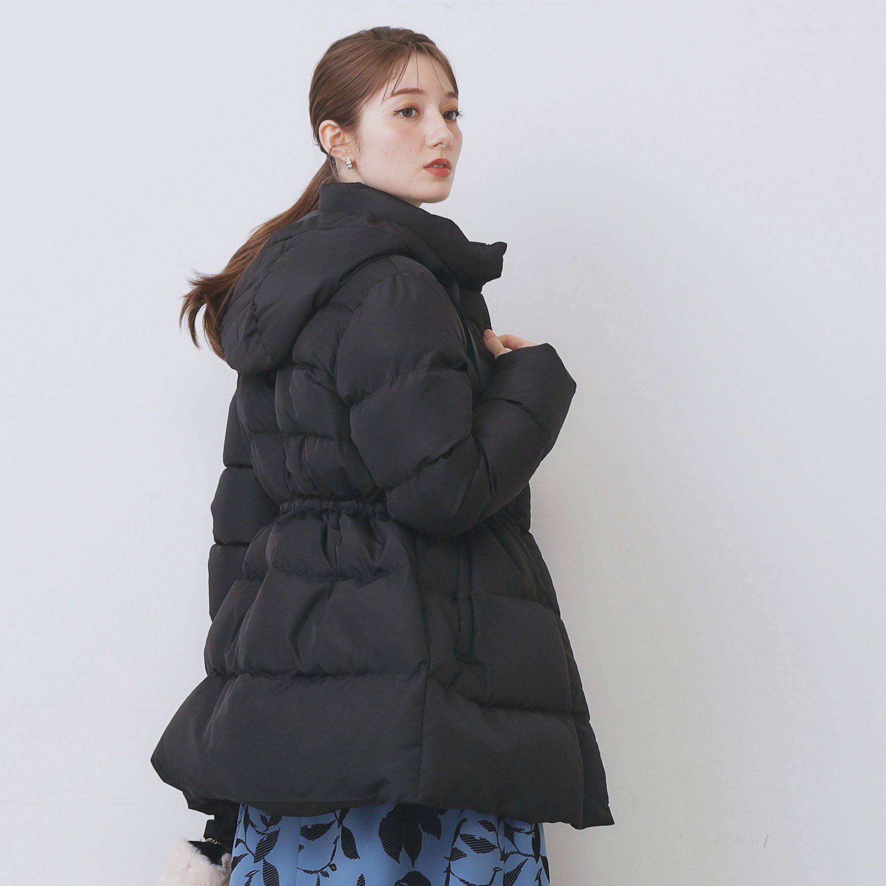 KAWADAダウンドロストミドルコート【撥水/洗濯機OK/2WAY/静電気防止