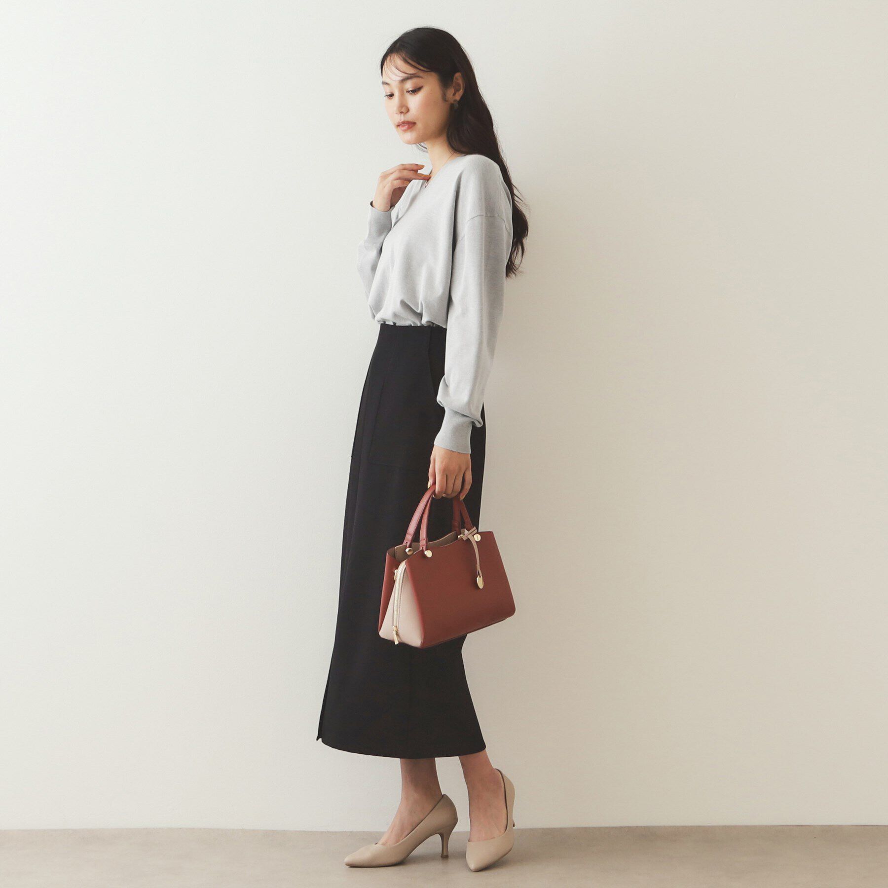 OPAQUE.CLIP「《S-LLsize》Vネックリラクシーニット【洗濯機洗い可/UVケア】」|ニット・セーター|