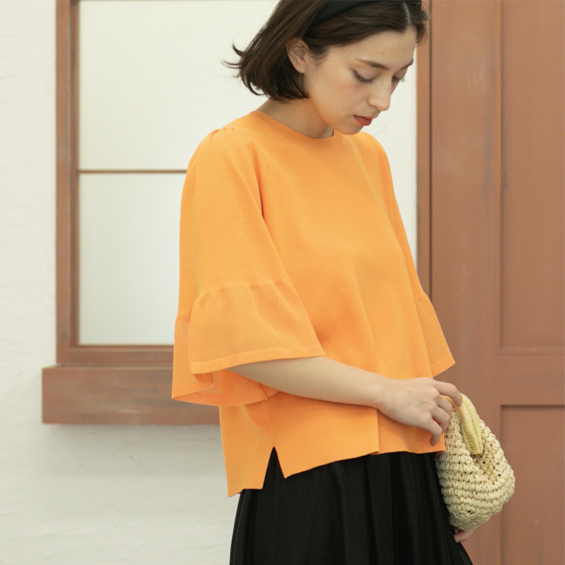 OPAQUE.CLIP「《5色展開》シアーフレアスリーブニット【洗濯機洗い可】」|ニット・セーター|