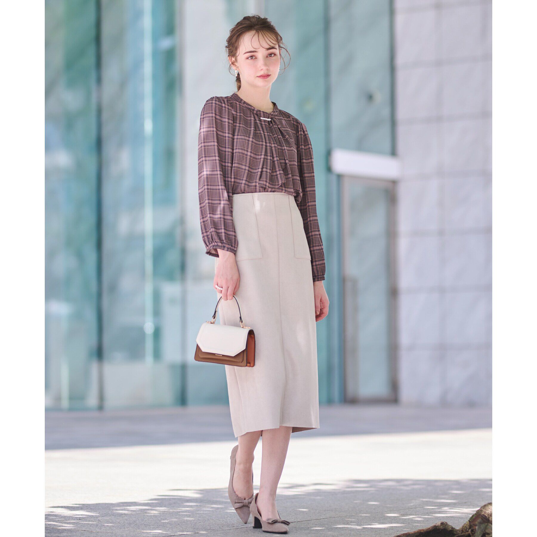 Couture broach「【理想的な縦ライン・美脚効果】フェイクスエードダンボールスカート」|スカート|