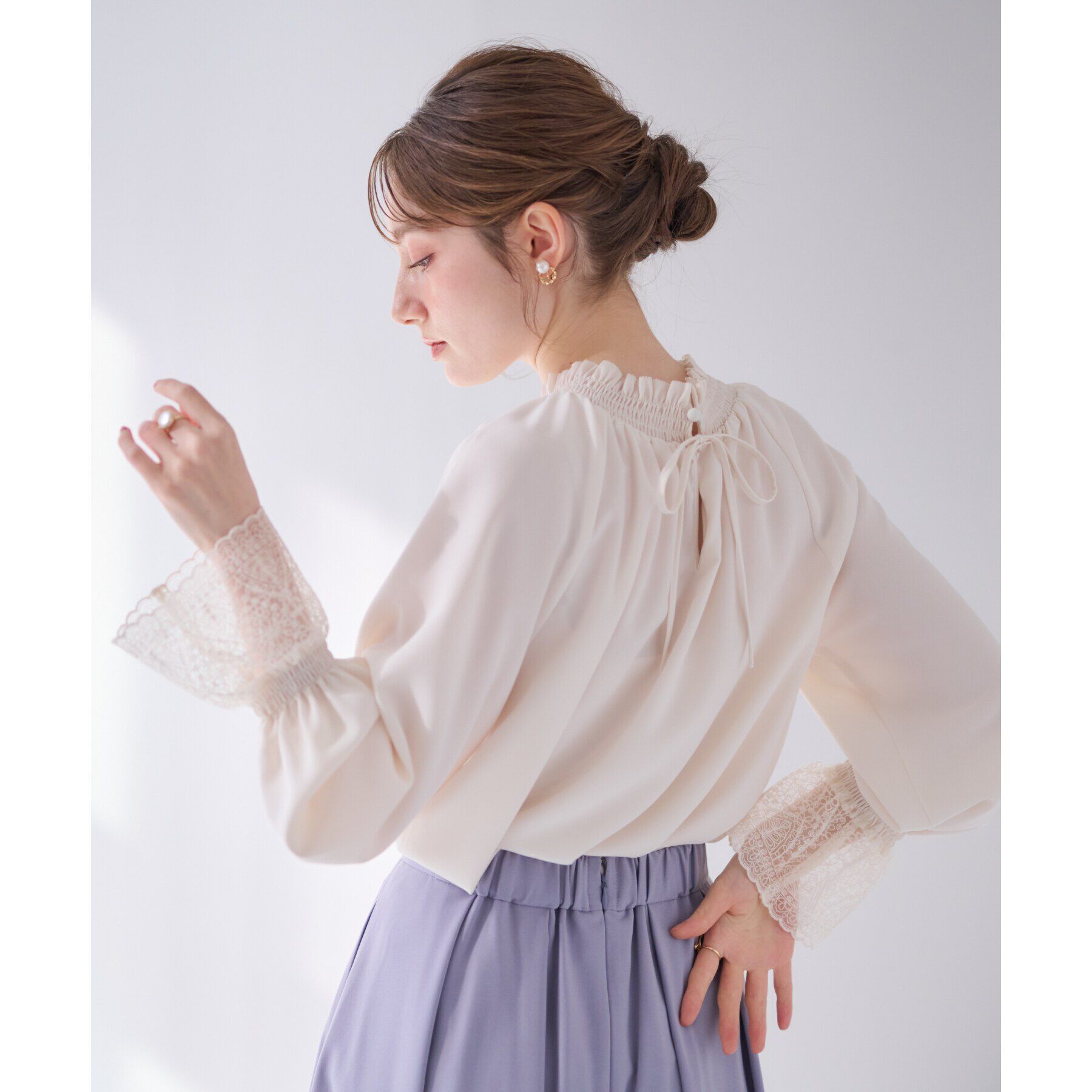 Couture broach「【大人可愛い・通勤】レースキャンディーシャーリングチュニック」|シャツ・ブラウス|