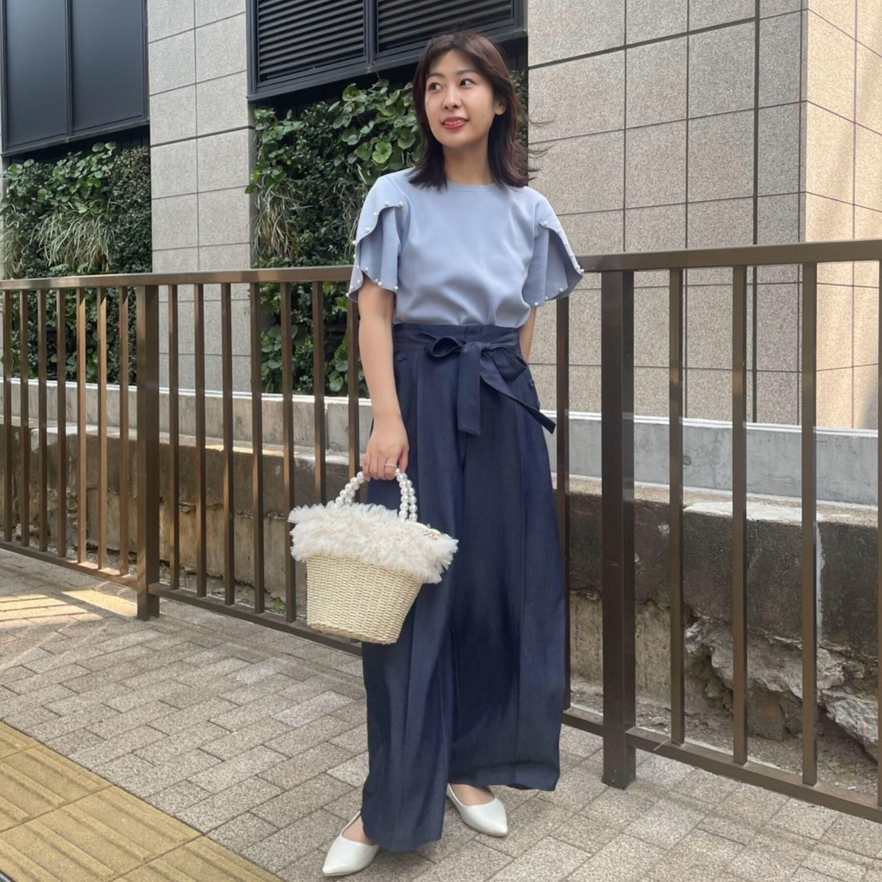 Couture broach「【一枚でキマる・華やか】パール調付チューリップ袖ニット」|ニット・セーター|