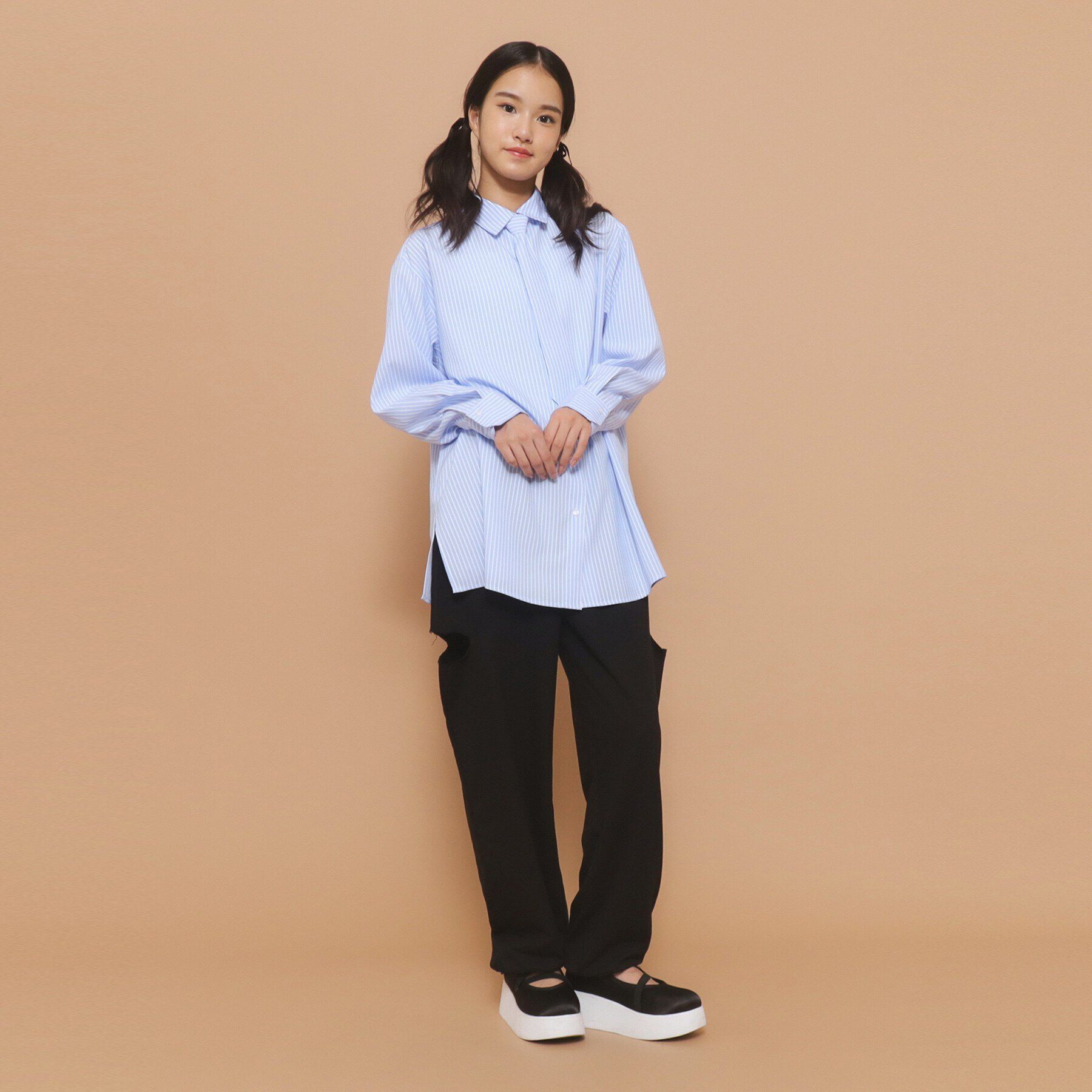 PINK-latte「タイ付き チュニック風シャツ」|シャツ・ブラウス|