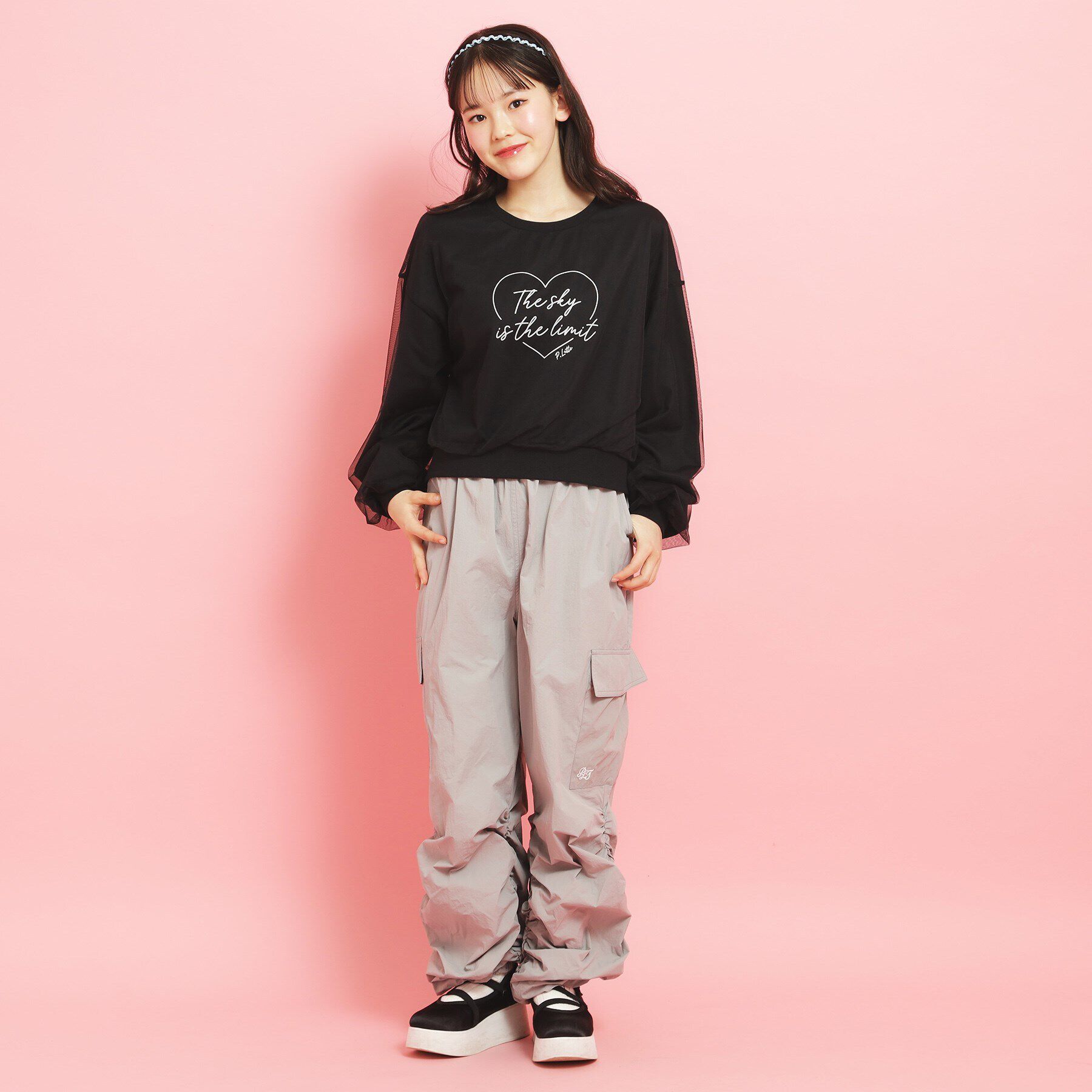 PINK-latte「ミニ裏毛 チュールスウェット」|その他|