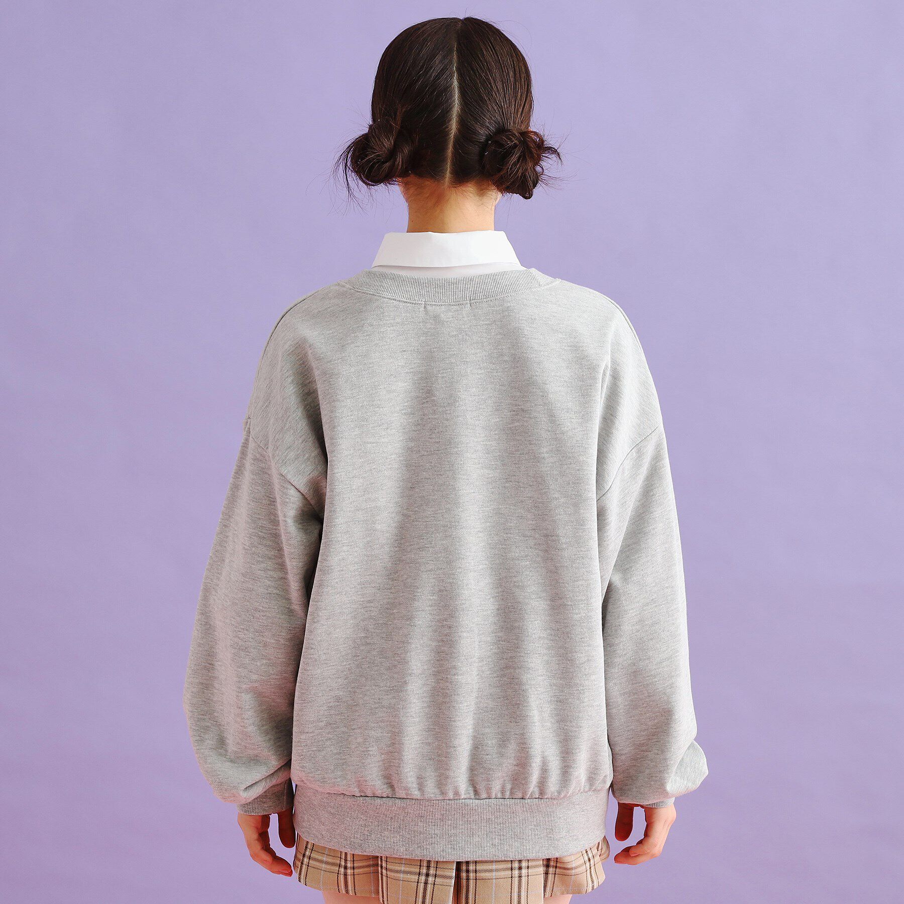 PINK-latte「裏毛配色ロゴカーディガン」|カーディガン|