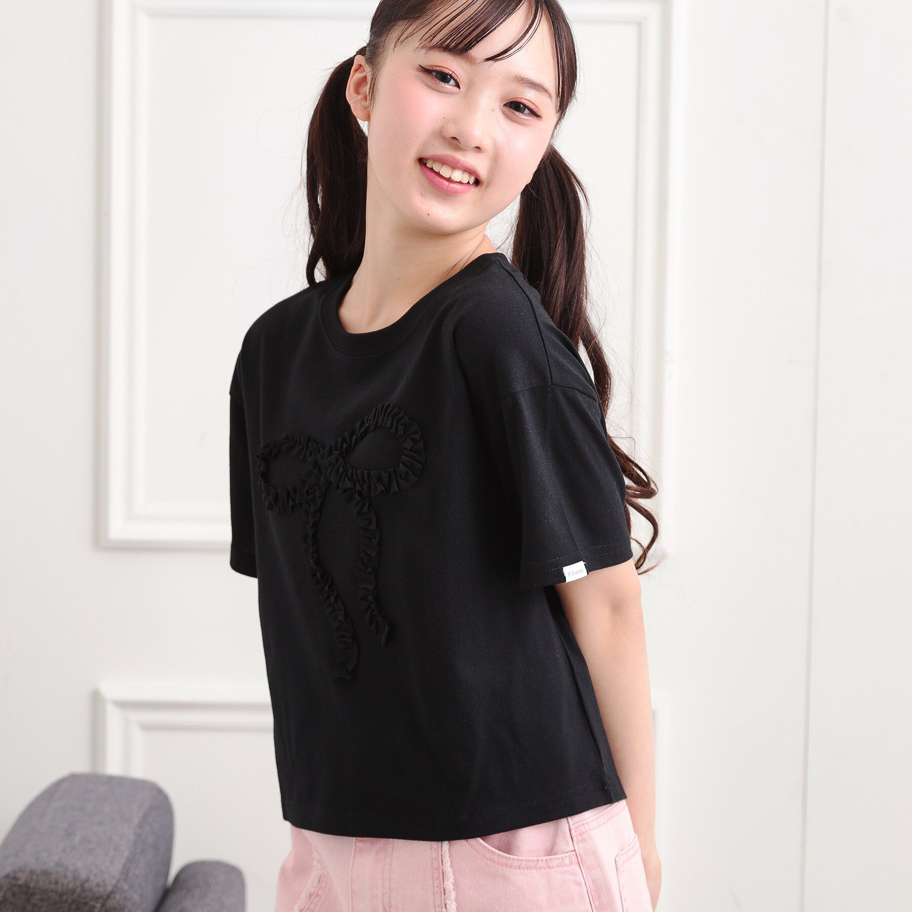 PINK-latte「フリルリボンTシャツ」|Tシャツ・カットソー|