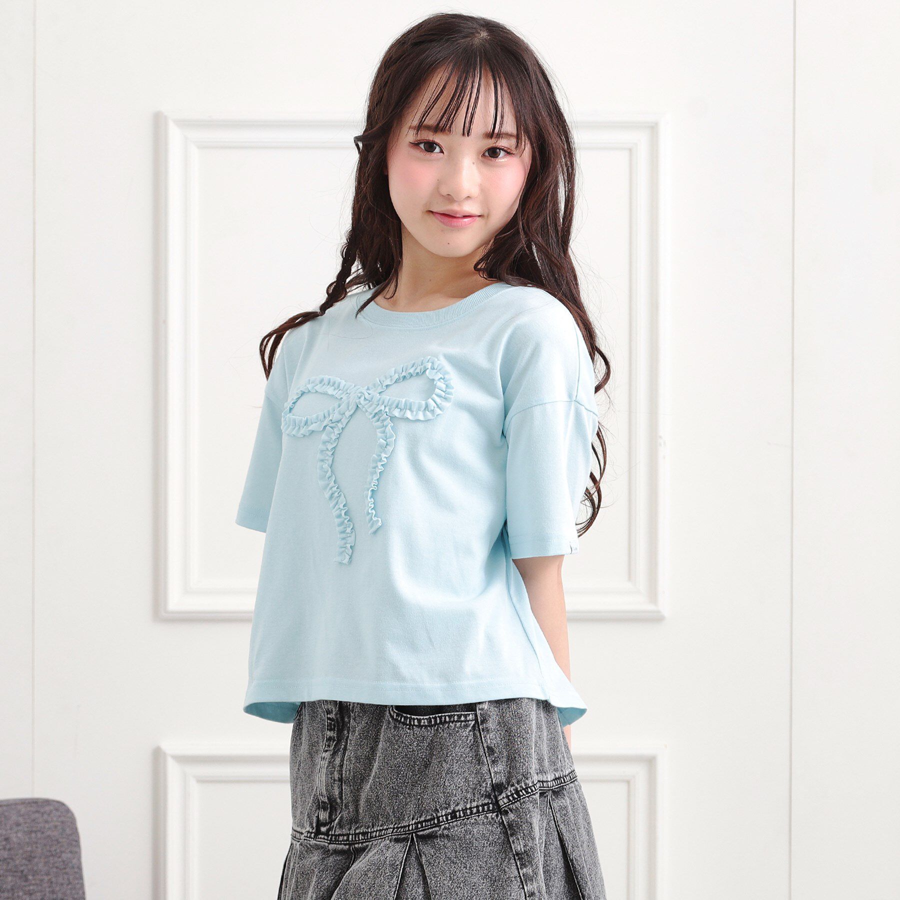 PINK-latte「フリルリボンTシャツ」|Tシャツ・カットソー|