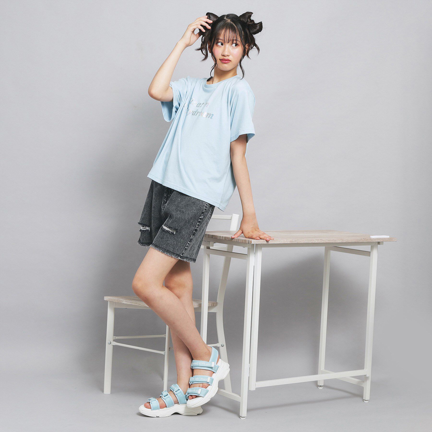 PINK-latte「オーロラプリントハートあきTシャツ」|Tシャツ・カットソー|