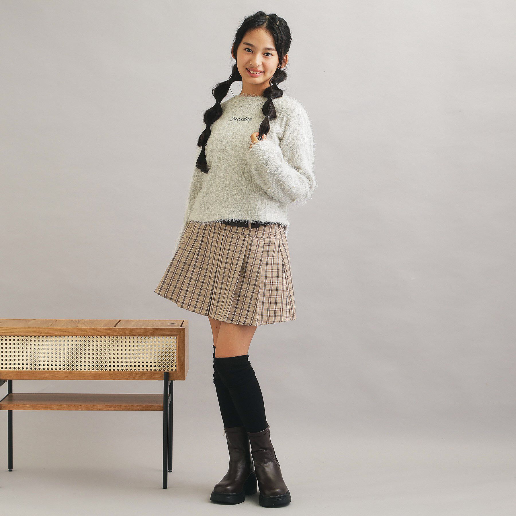 PINK-latte「シャギー袖パール調プルオーバー」|Tシャツ・カットソー|