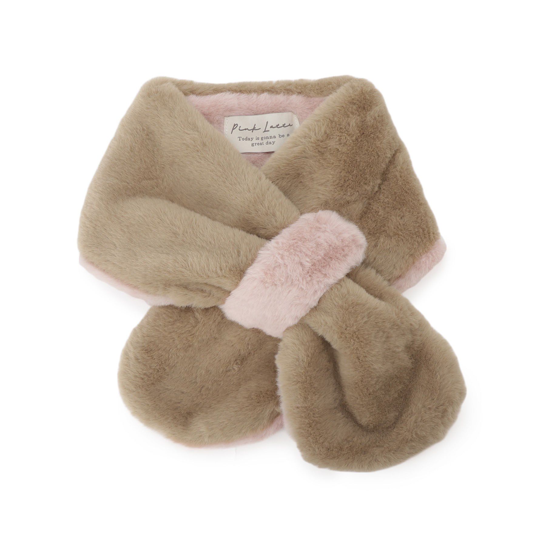 PINK-latte「バイカラーティペット」|マフラー|モカブラウン(042