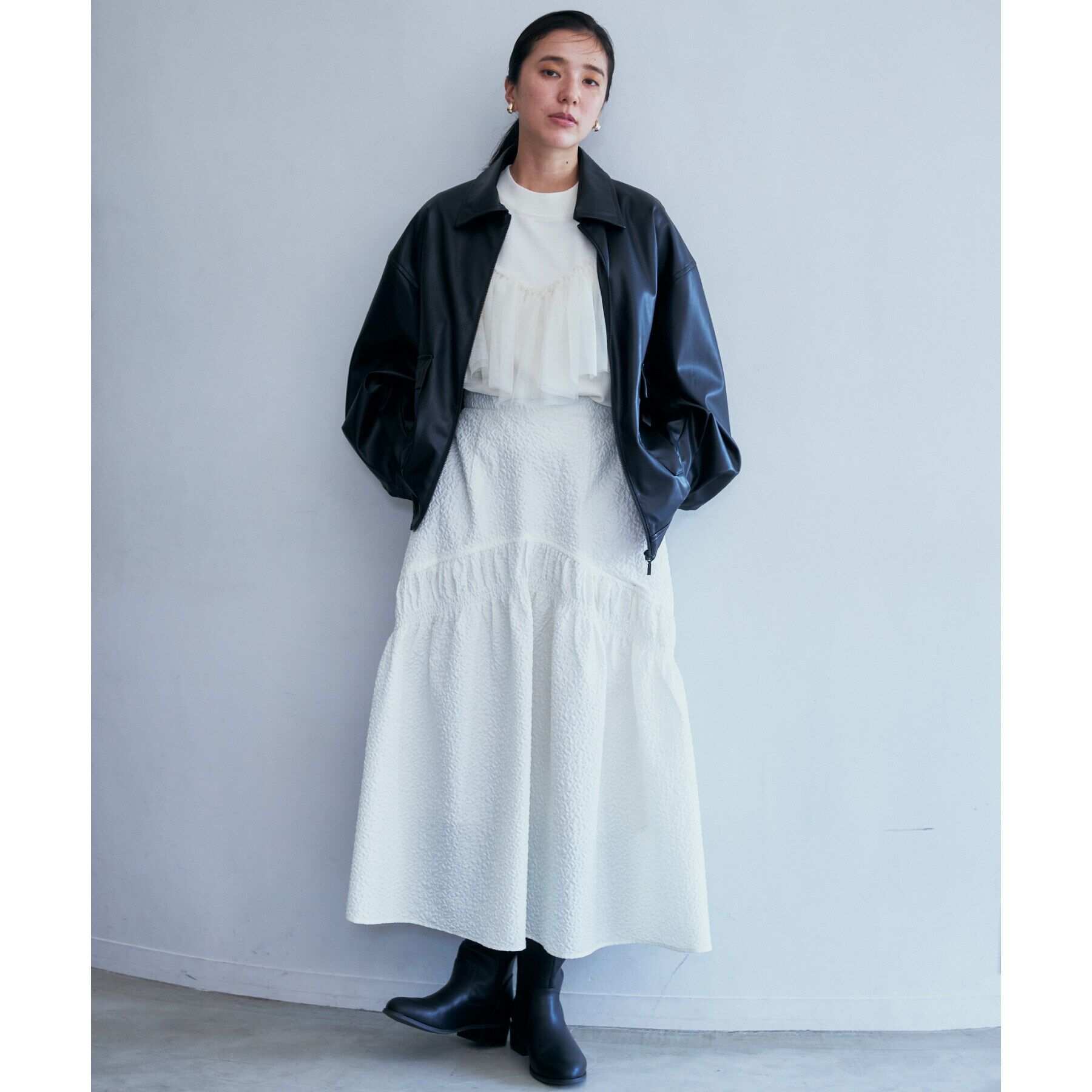 THE SHOP TK「ぽこぽこ切替スカート【洗濯機OK】」|スカート|