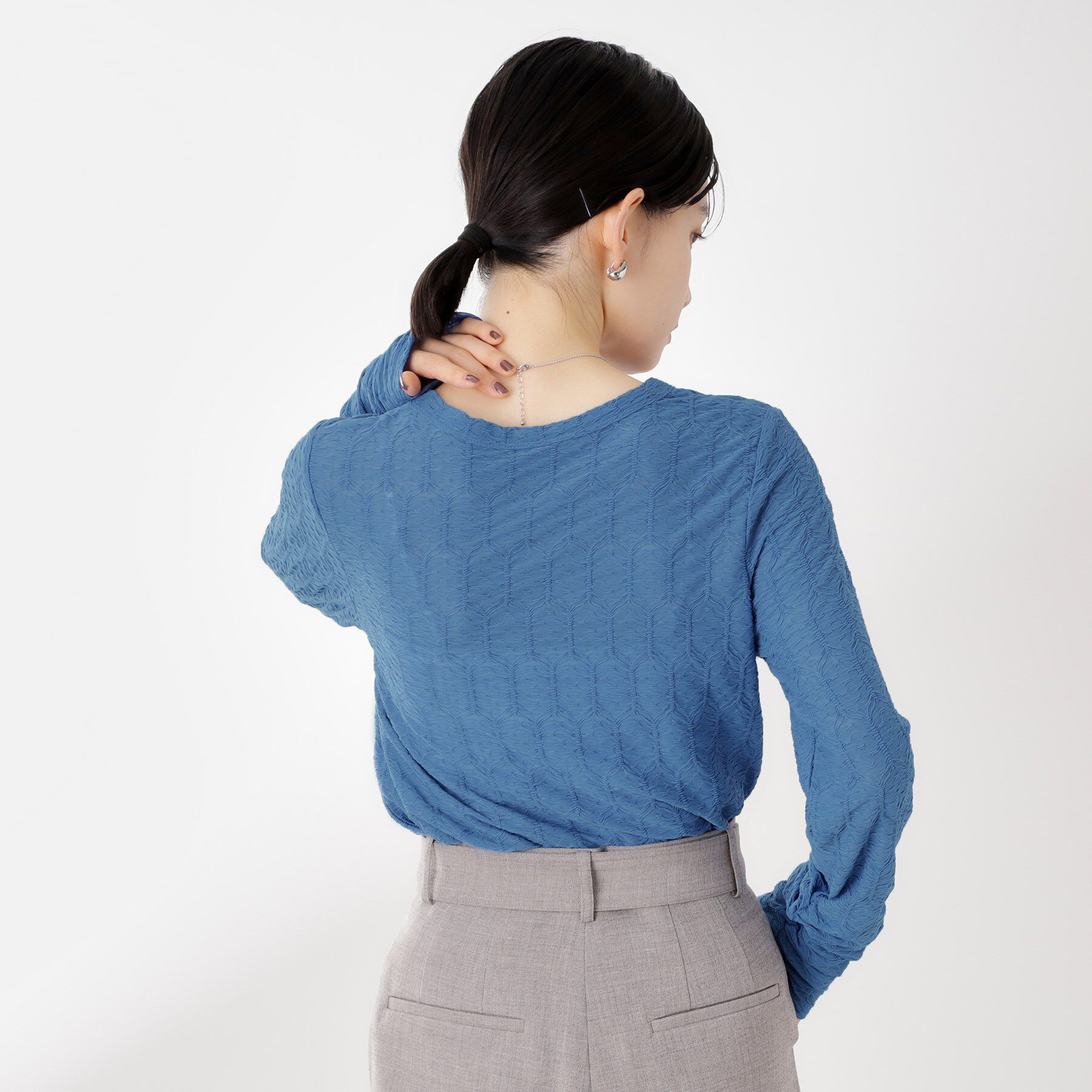 THE SHOP TK「ウェーブシアー袖クシュプルオーバー【洗濯機OK】」|Tシャツ・カットソー|