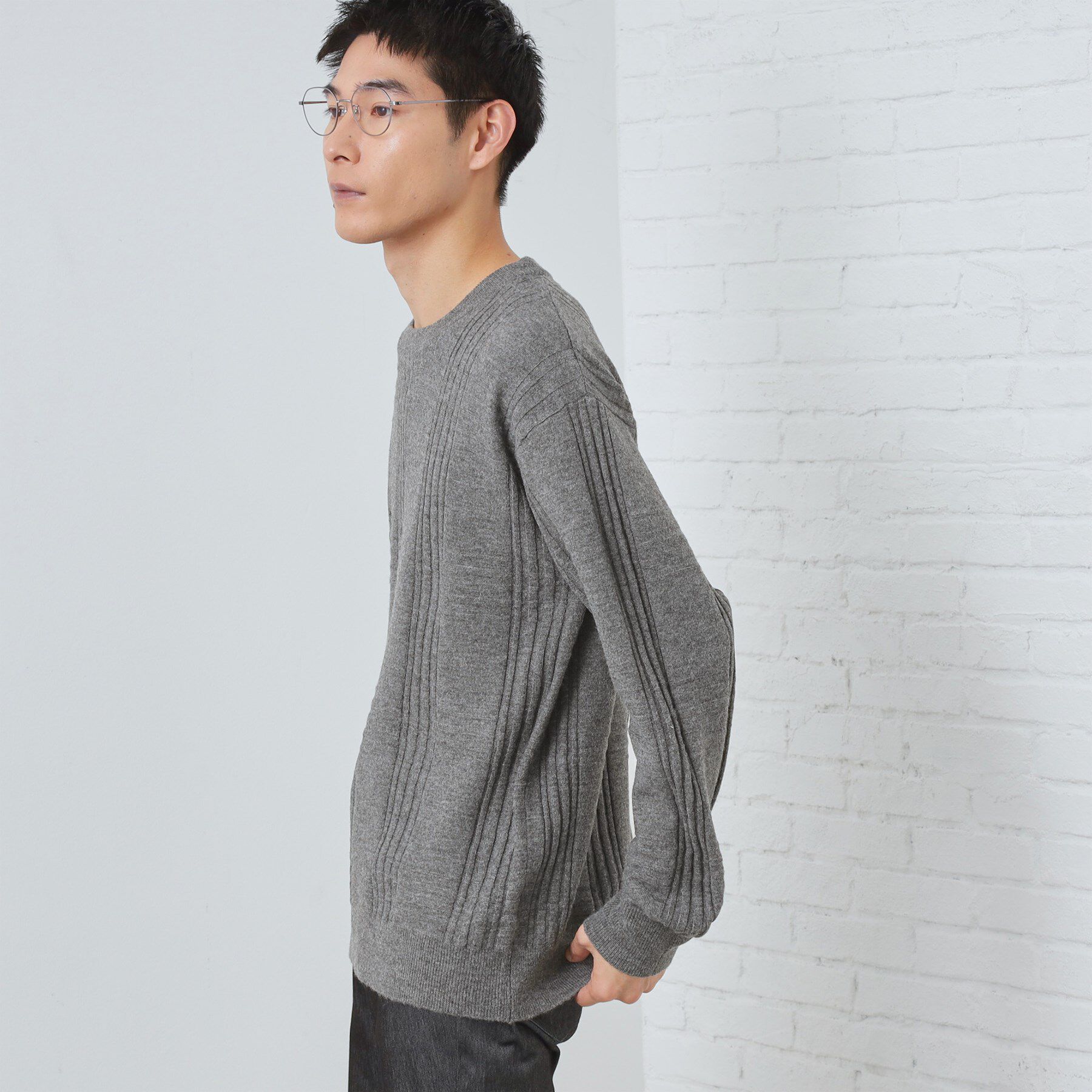 THE SHOP TK「【優しい肌触り】カシミヤタッチ チェックニット　洗濯機OK」|ニット・セーター|