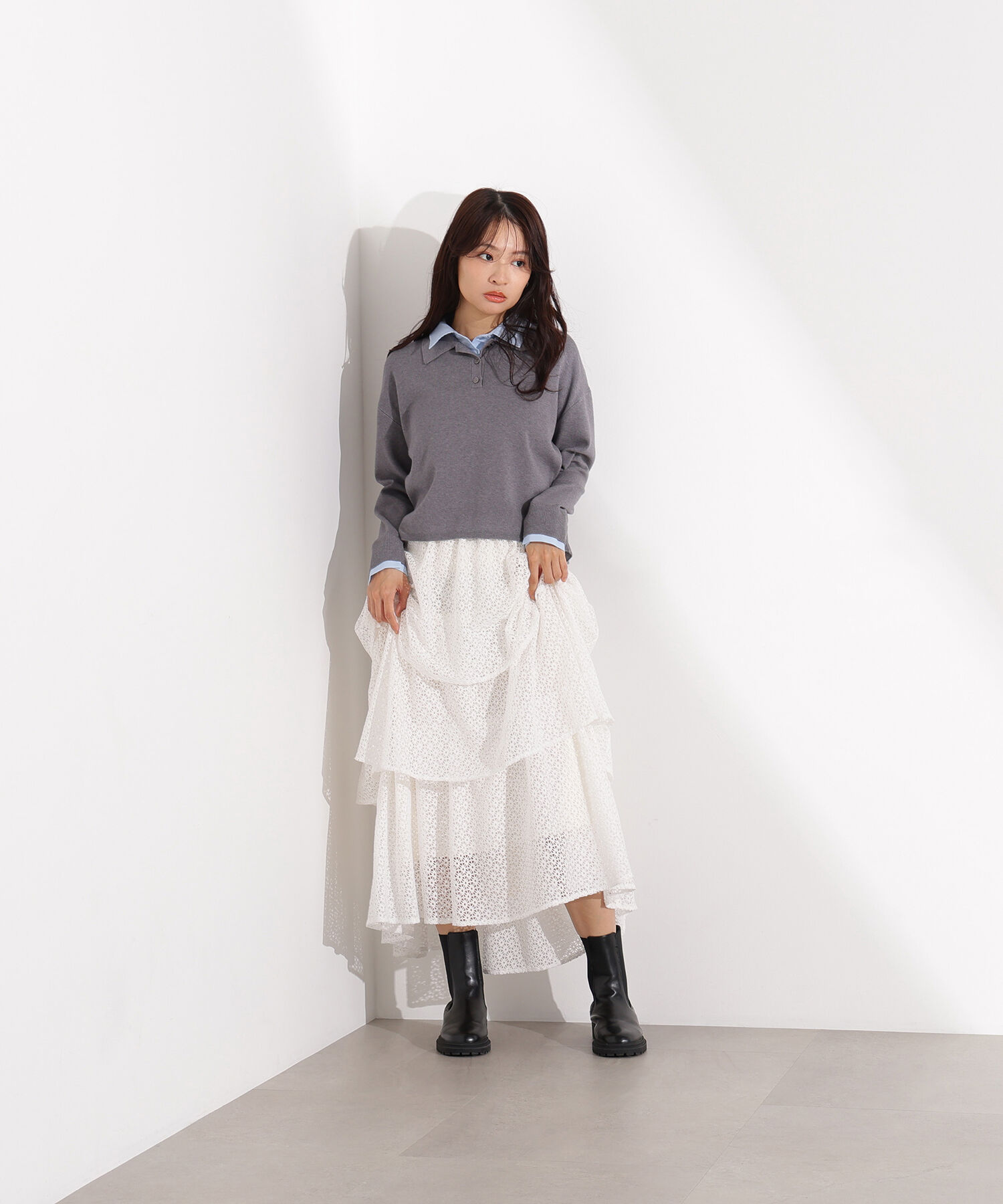  「シャツレイヤードニット」|ニット・セーター|