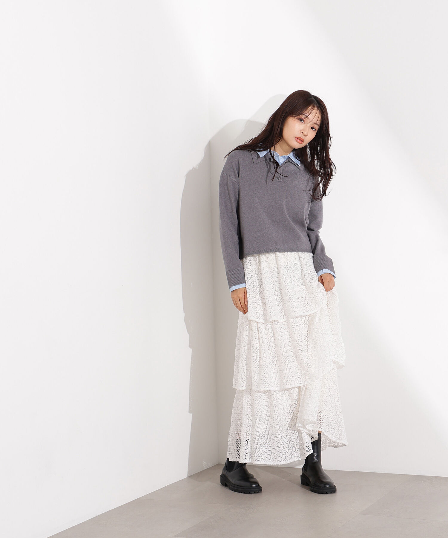  「シャツレイヤードニット」|ニット・セーター|