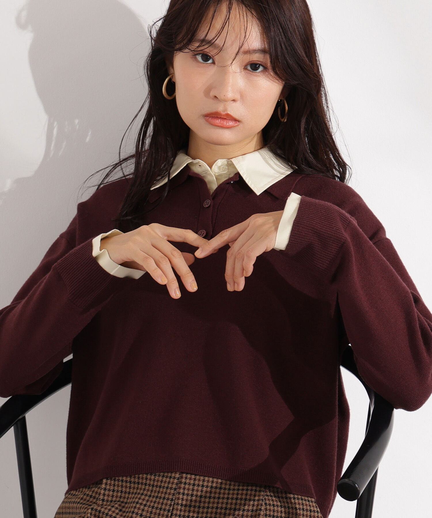  「シャツレイヤードニット」|ニット・セーター|