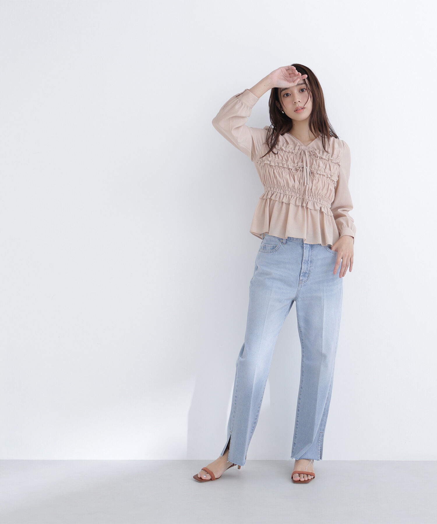  「サイドスリットストレートデニムパンツ」|その他|ライトブルー3