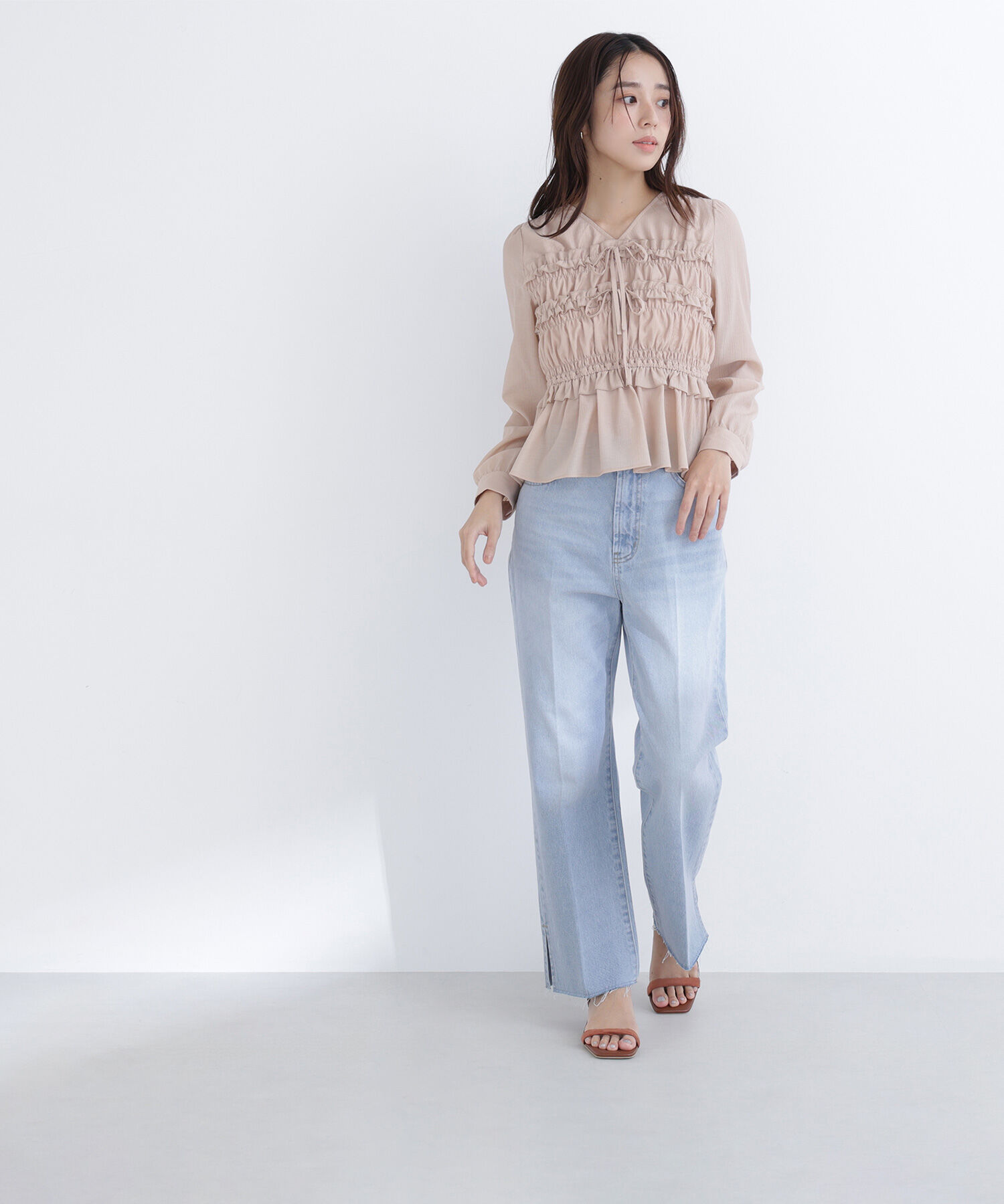  「サイドスリットストレートデニムパンツ」|その他|