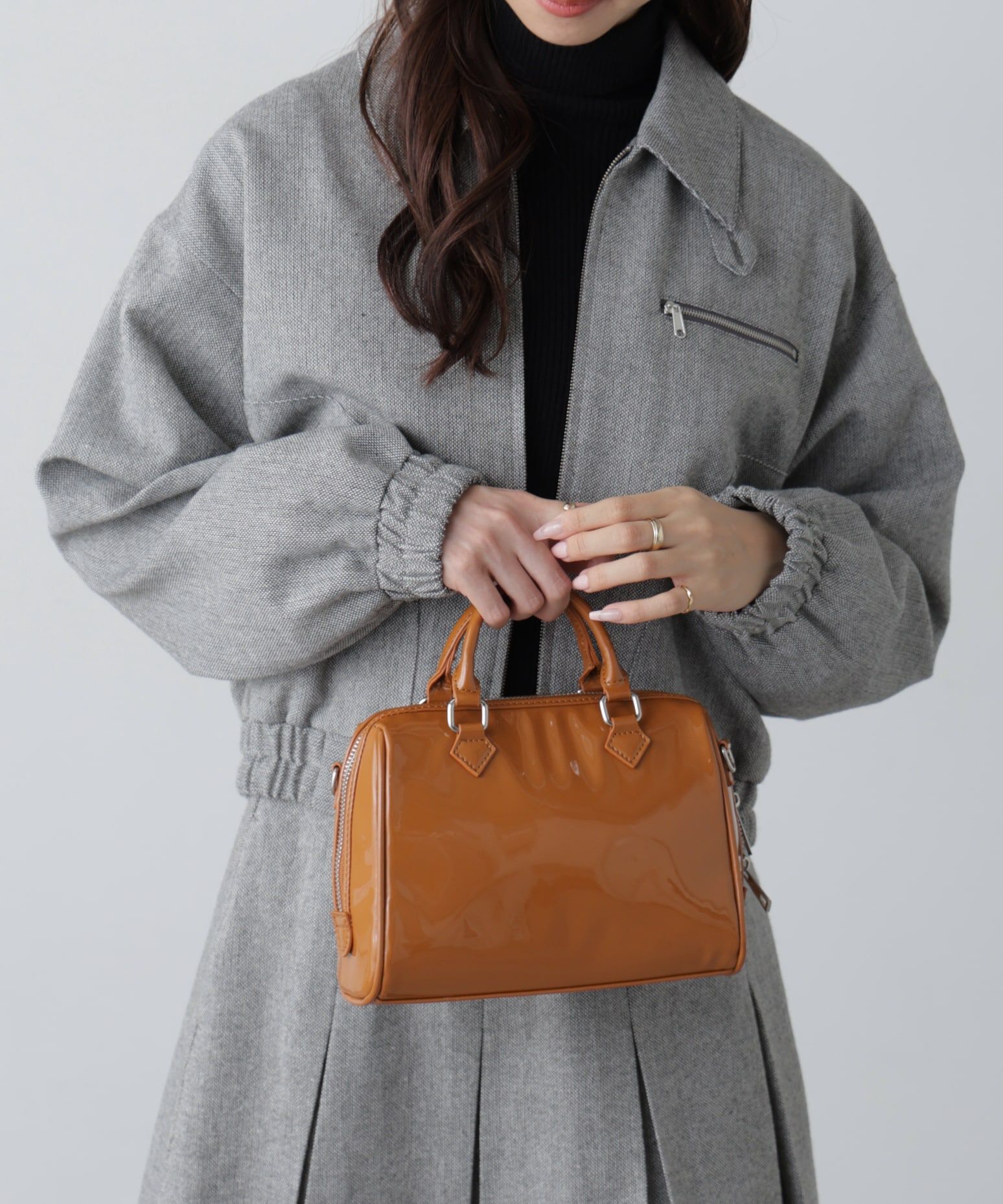  「ジップブルゾン」|ブルゾン・スタジャン|ライトグレー1