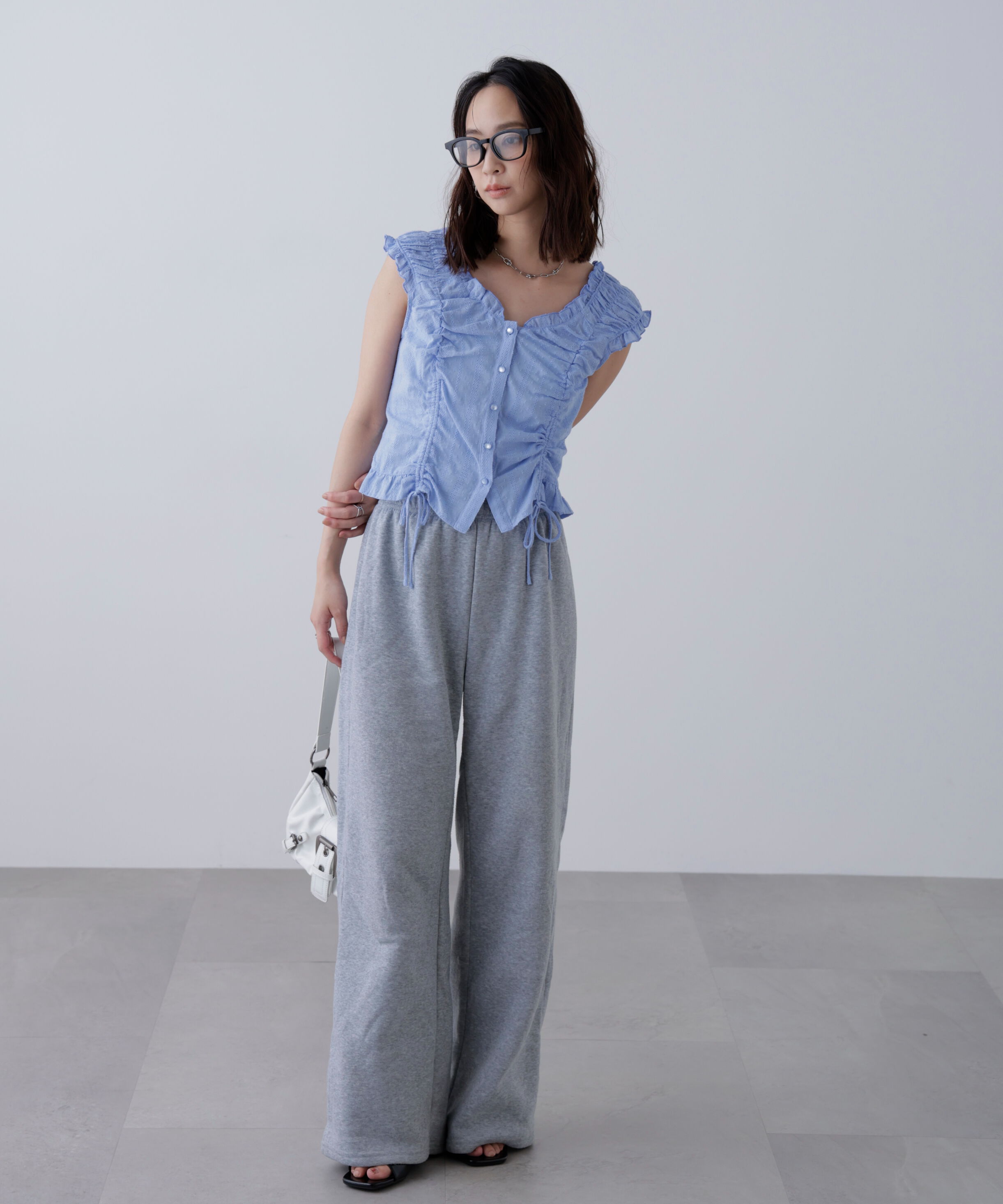  「ドロストリボンフレンチブラウス」|シャツ・ブラウス|