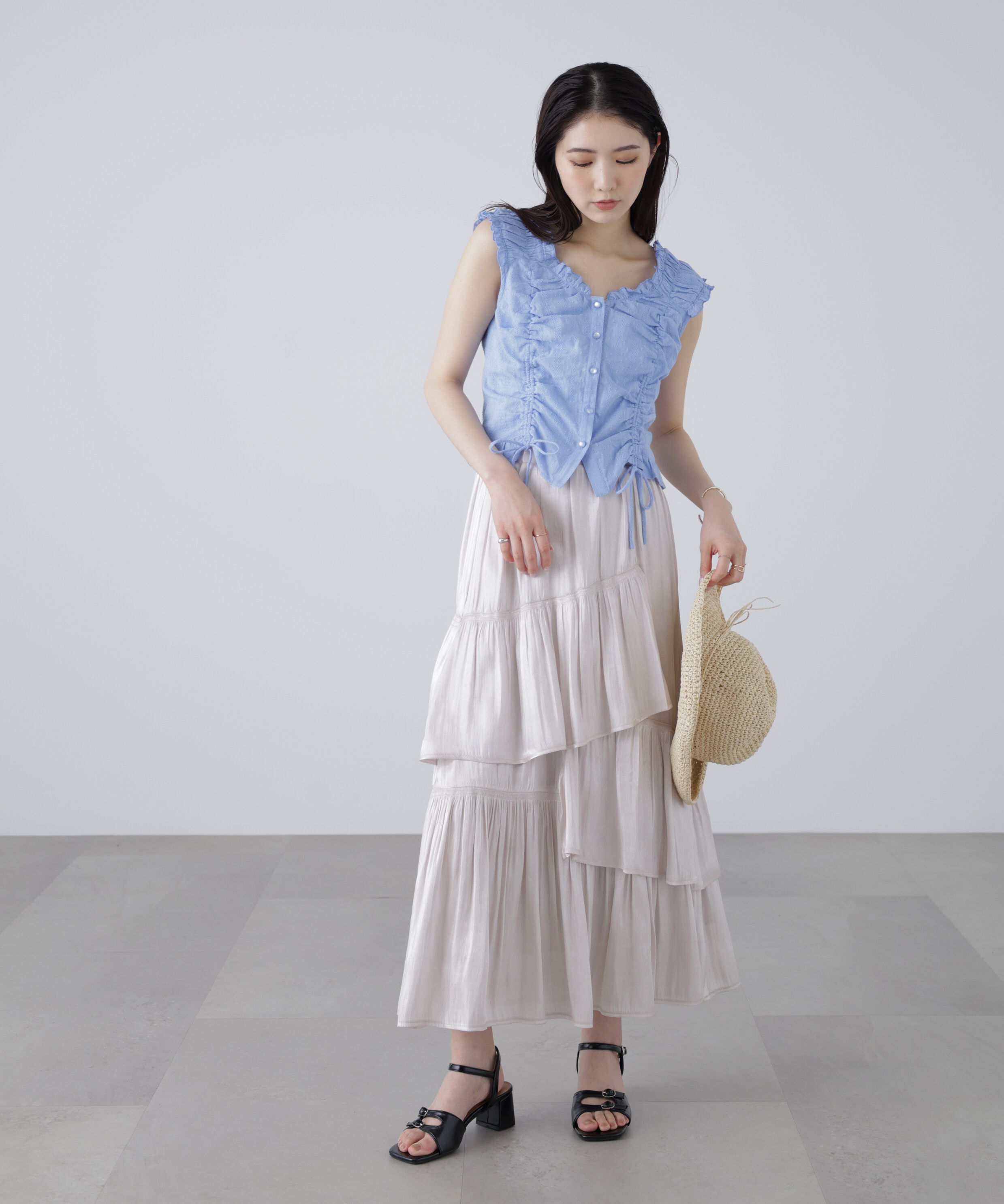  「ドロストリボンフレンチブラウス」|シャツ・ブラウス|