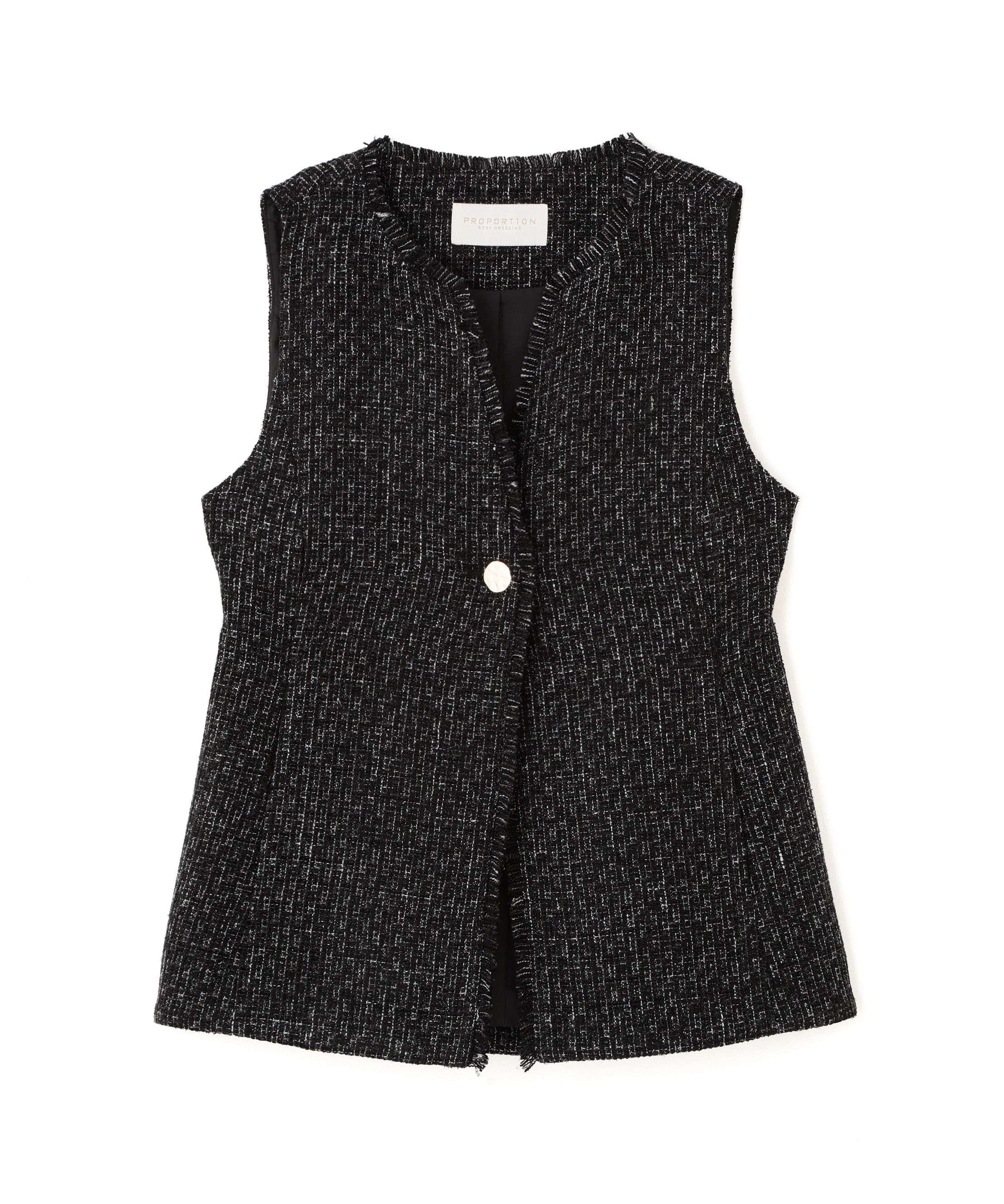 PROPORTION BODY DRESSING「ニュアンス釦ツイードジレ 25AW」|ブルゾン・スタジャン|