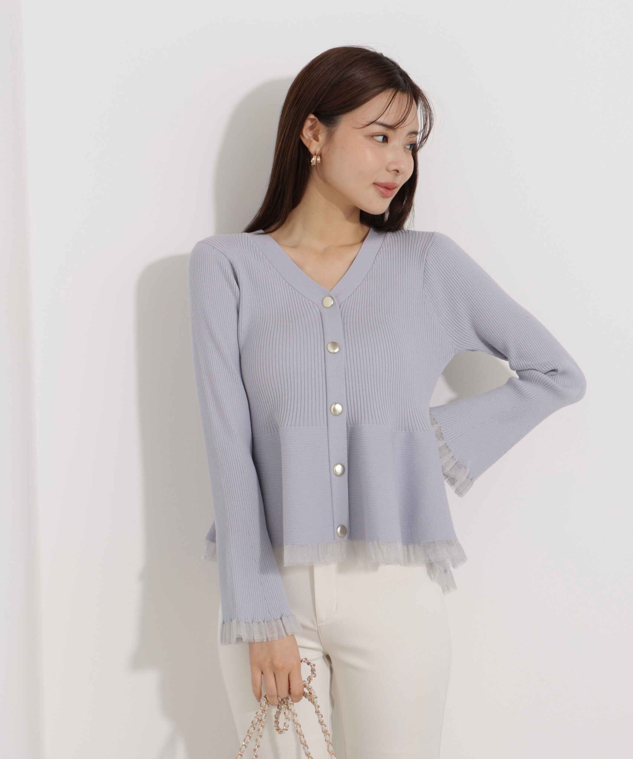 PROPORTION BODY DRESSING「シアー切替ペプラムニット　26SS」|ニット・セーター|