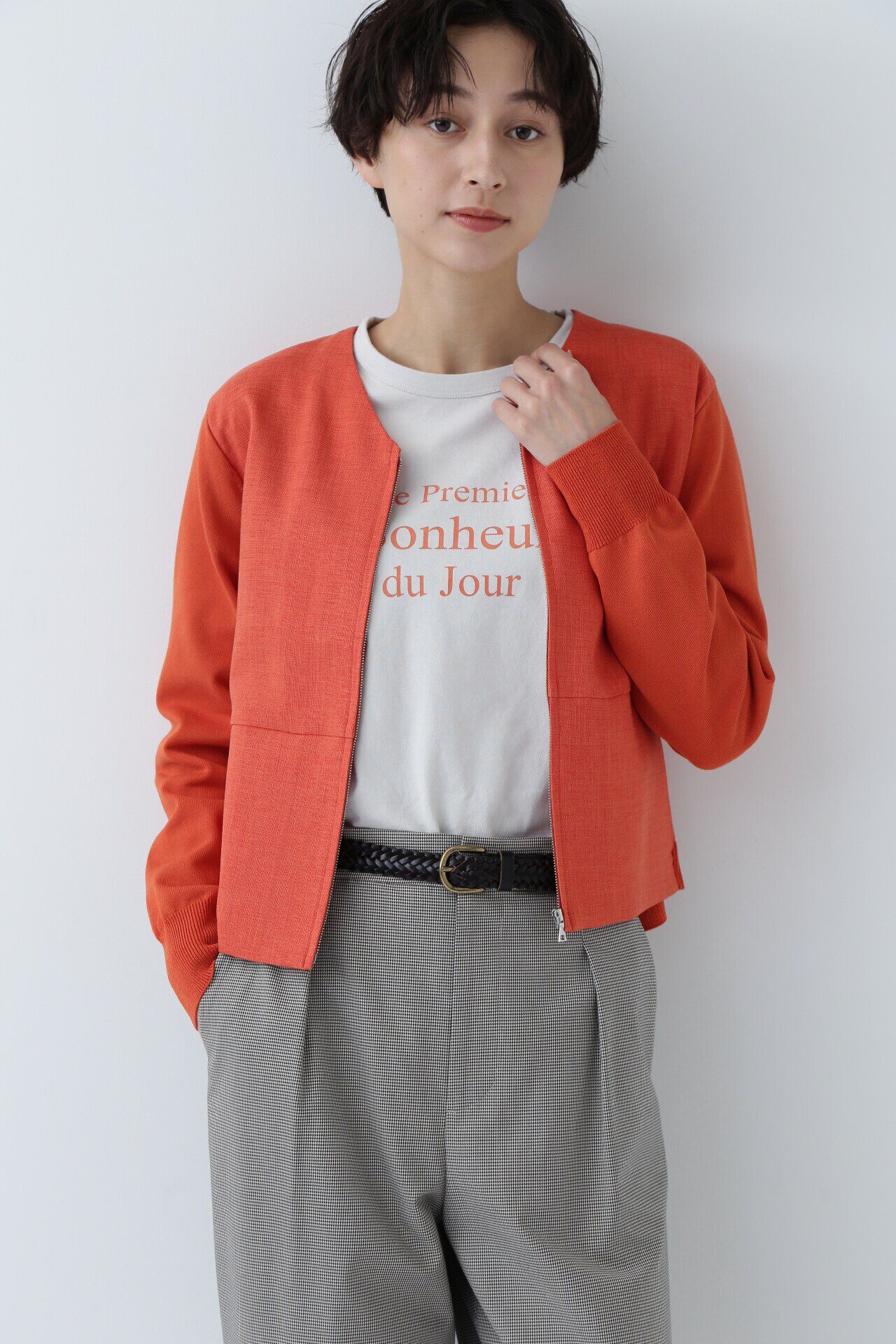  「◆コンビブルゾン」|ニット・セーター|オレンジ