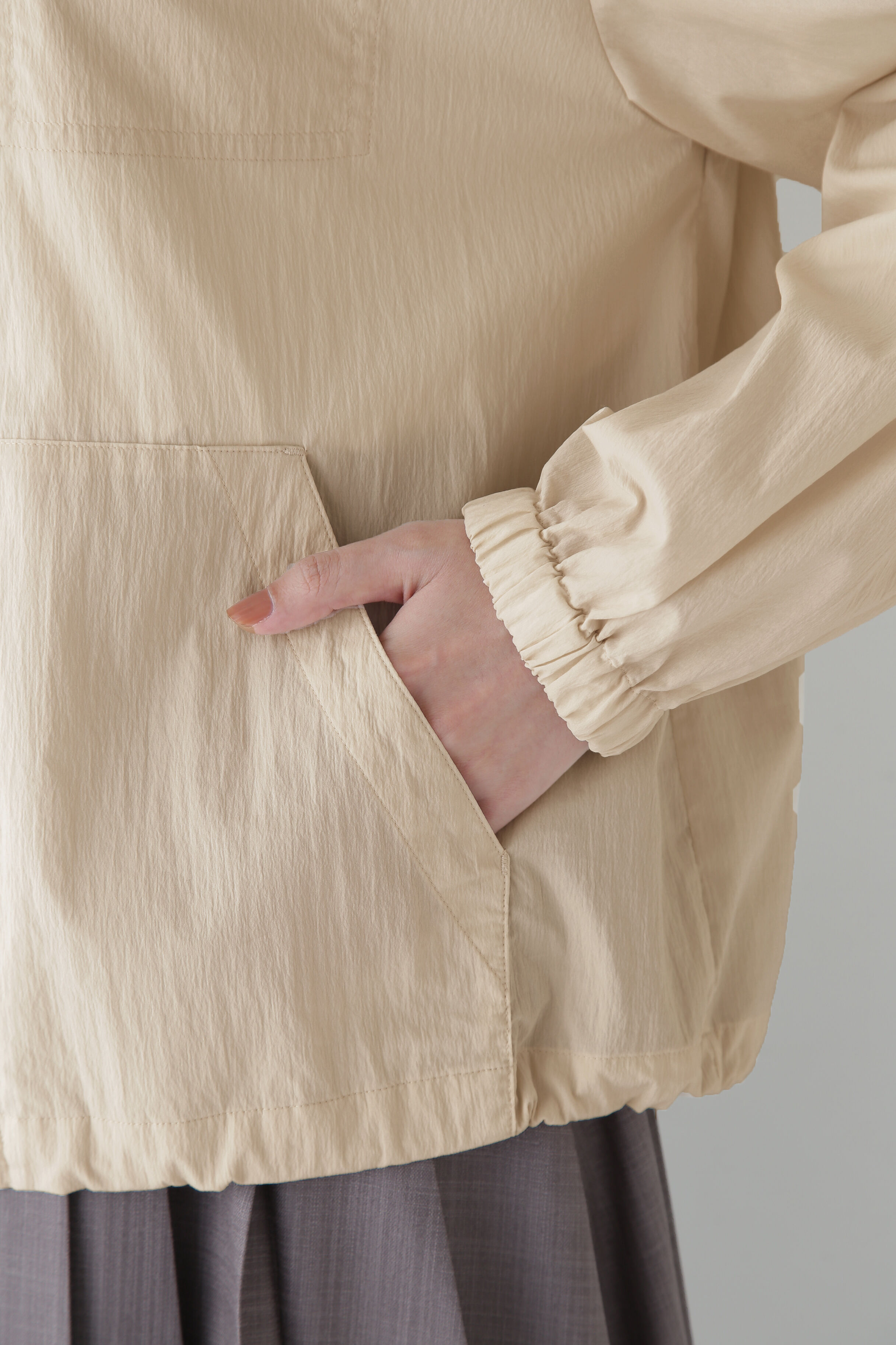  「◆コットンナイロンタイプライターシアーフーディーブルゾン」|ブルゾン・スタジャン|