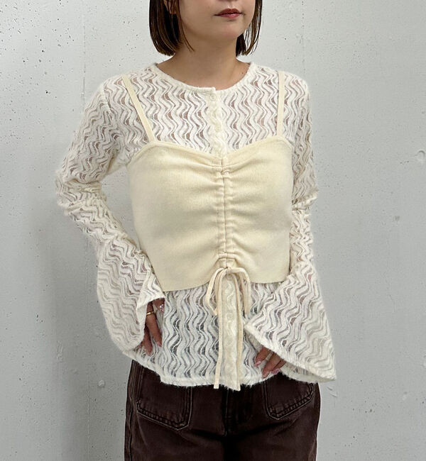 archives「ニットビスチェｘ起毛レースブラウスＳＥＴ」|カーディガン|IVORY