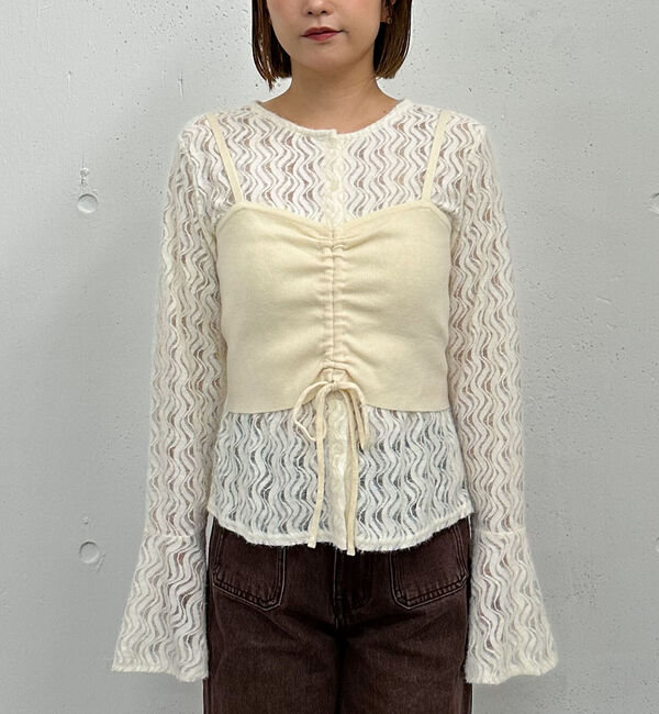 archives「ニットビスチェｘ起毛レースブラウスＳＥＴ」|カーディガン|