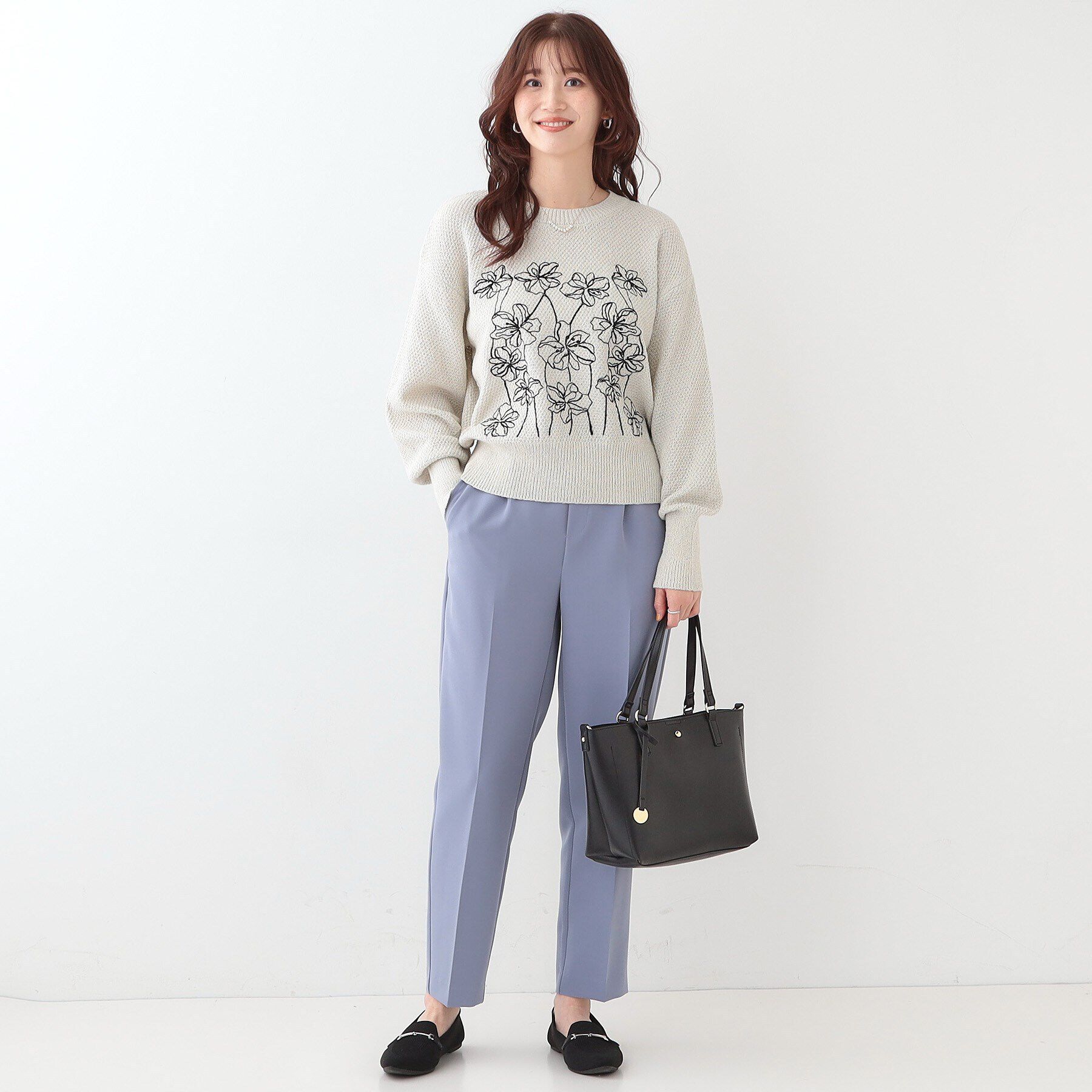 SHOO･LA･RUE「【S-LL】花柄刺繍ブークレニット」|ニット・セーター|