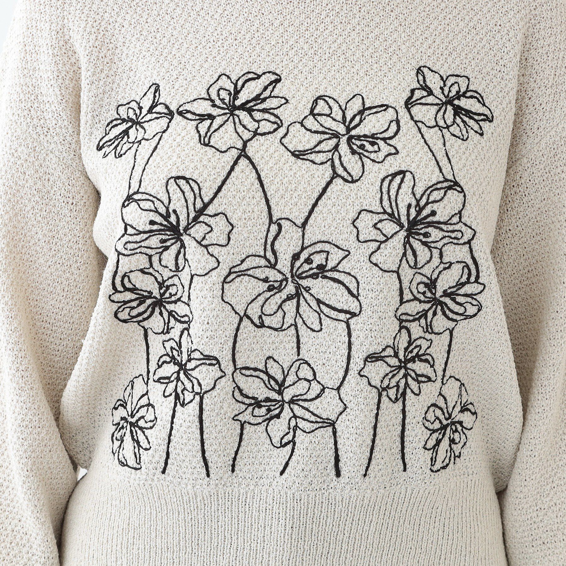 SHOO･LA･RUE「【S-LL】花柄刺繍ブークレニット」|ニット・セーター|