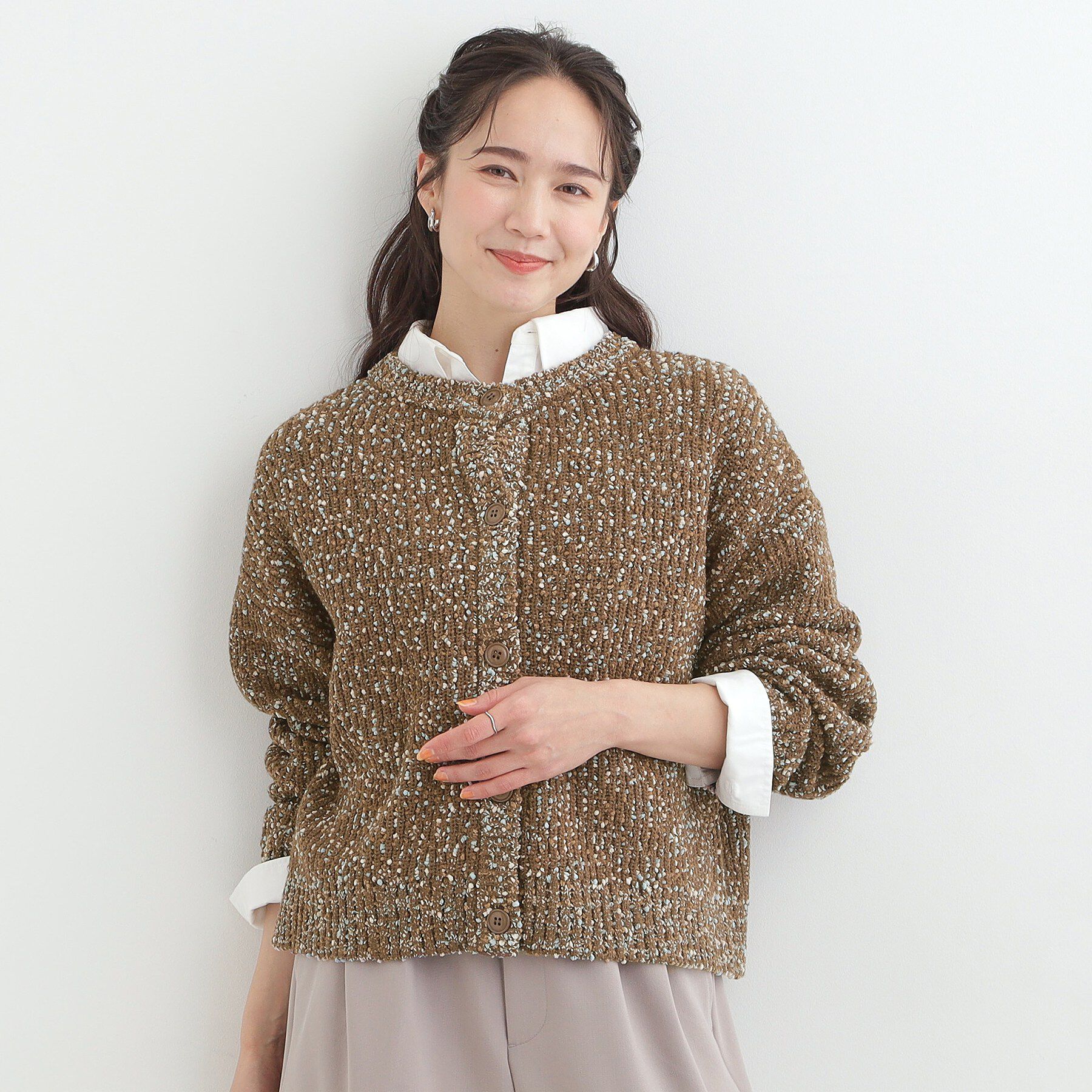 SHOO･LA･RUE「【洗濯機可/前後2WAY】ぽこぽこニットカーディガン」|カーディガン|