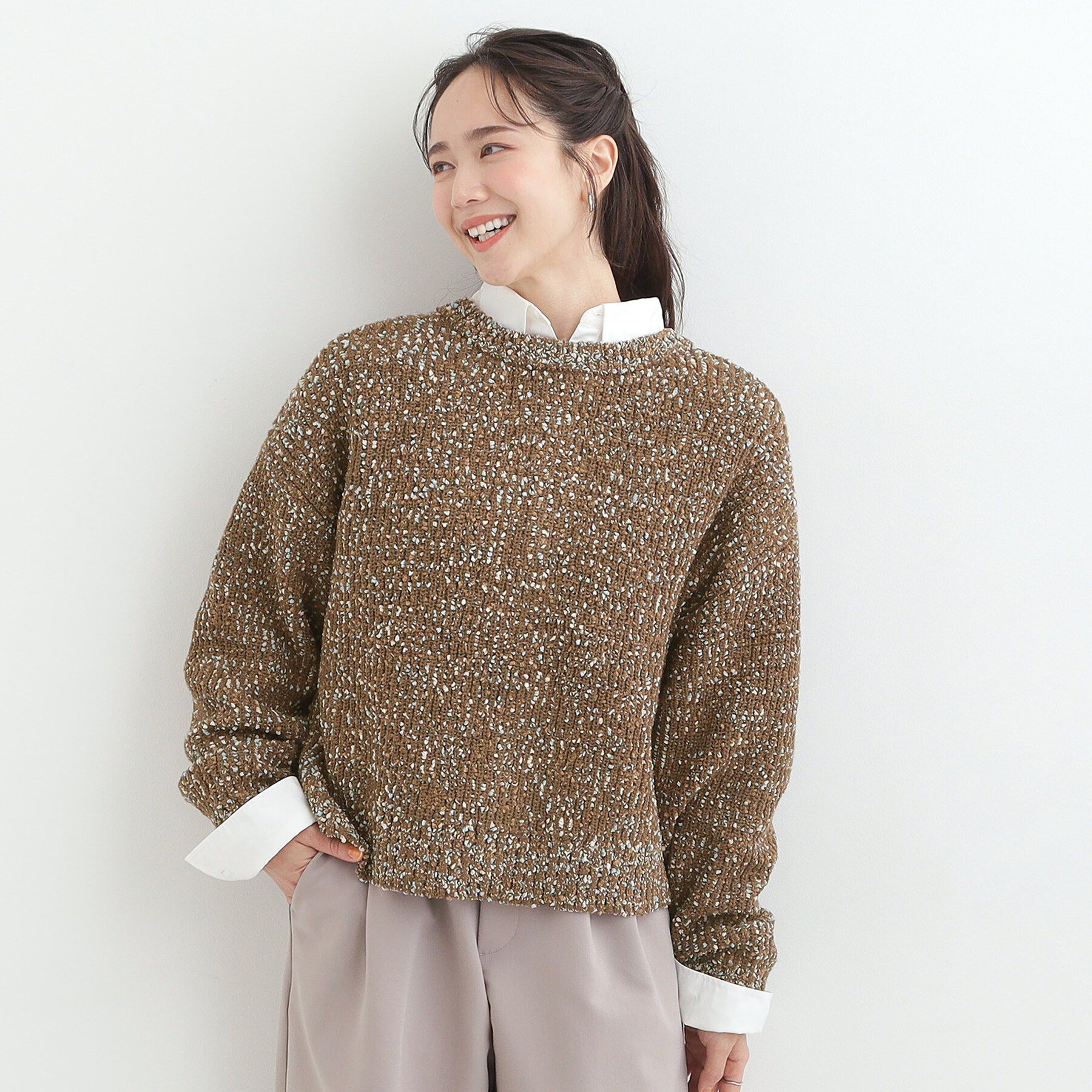 SHOO･LA･RUE「【洗濯機可/前後2WAY】ぽこぽこニットカーディガン」|カーディガン|