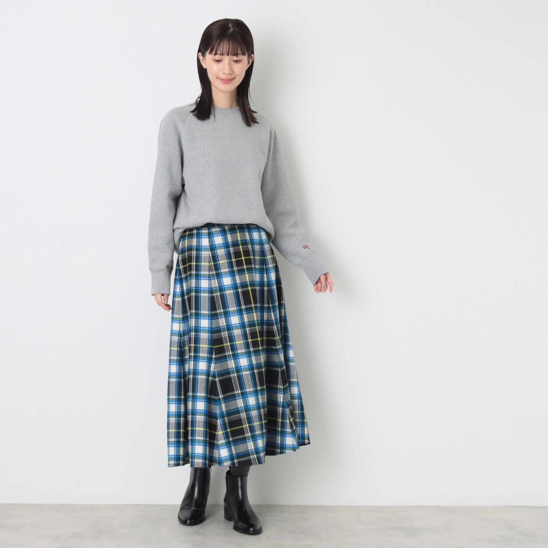 Dessin「【洗える】起毛チェック柄切替フレアースカート（XS～L）」|スカート|