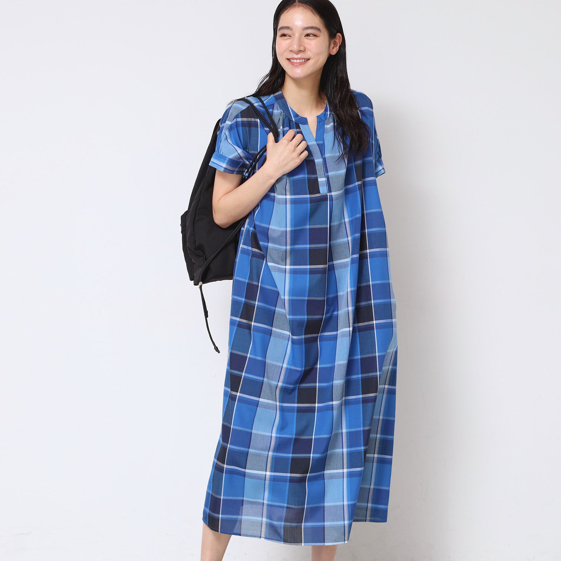 Dessin「【洗える】映えチェック柄スキッパ―ワンピース」|ワンピース|