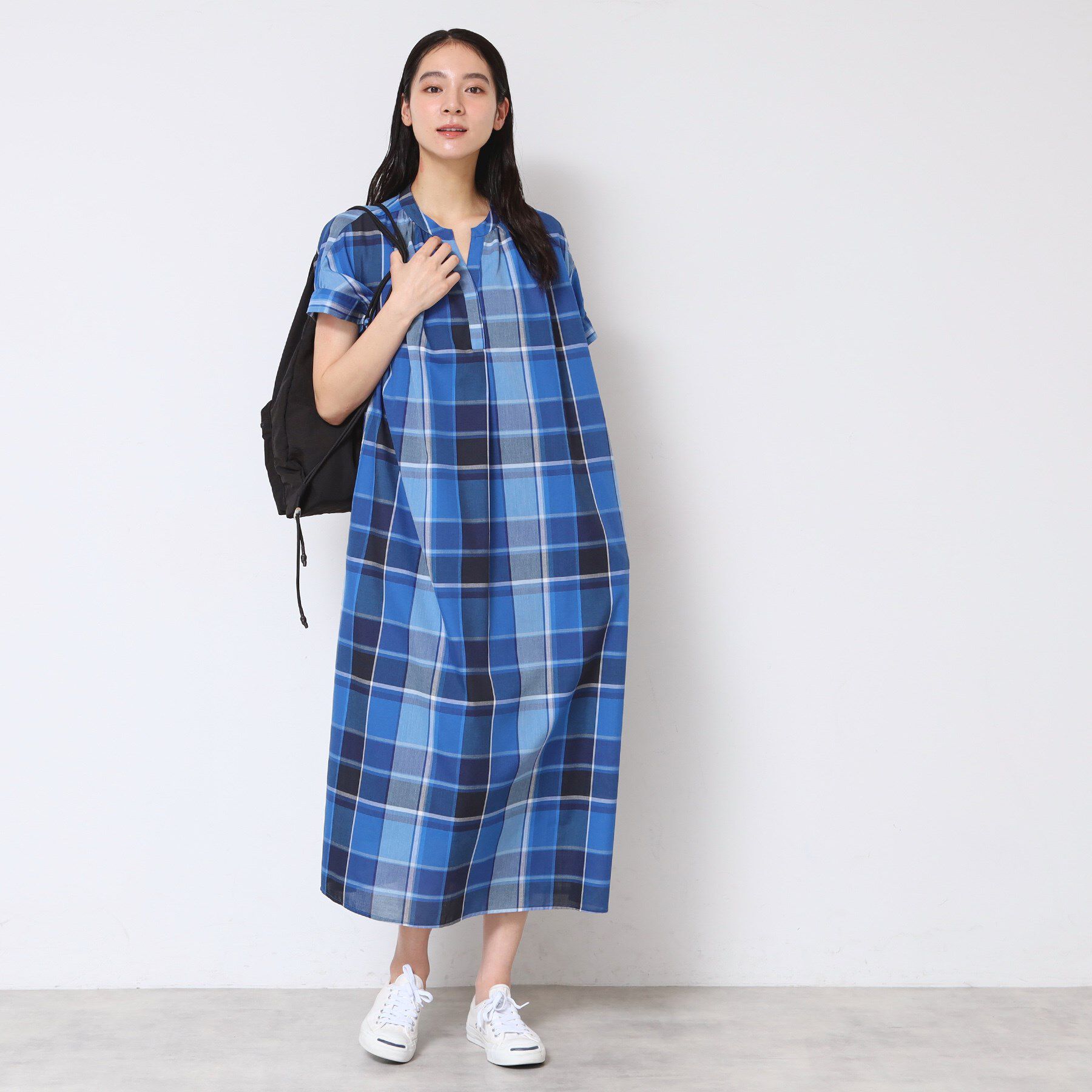 Dessin「【洗える】映えチェック柄スキッパ―ワンピース」|ワンピース|