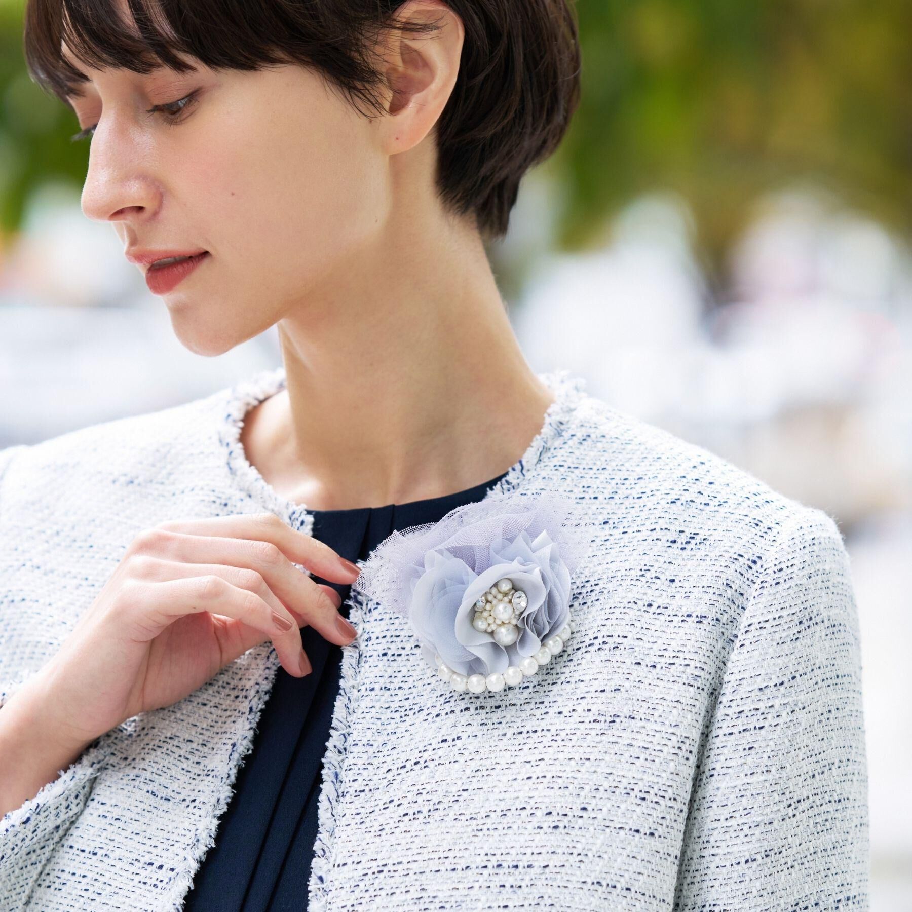 Dessin「【入卒/セレモニー】パール調コサージュ」|ブローチ・コサージュ|グレー(012)