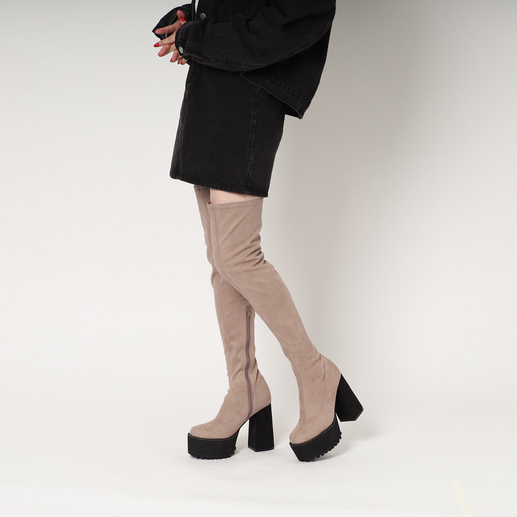 ESPERANZA「スクエアトゥ厚底ニーハイブーツ」|ショートブーツ|