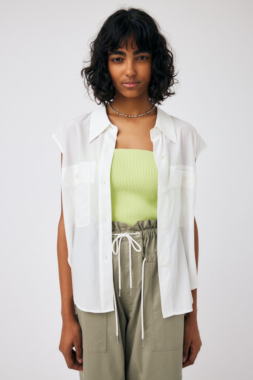 MOUSSY「BACK OPEN SHIRT ベスト」|ダウンベスト・ベスト|